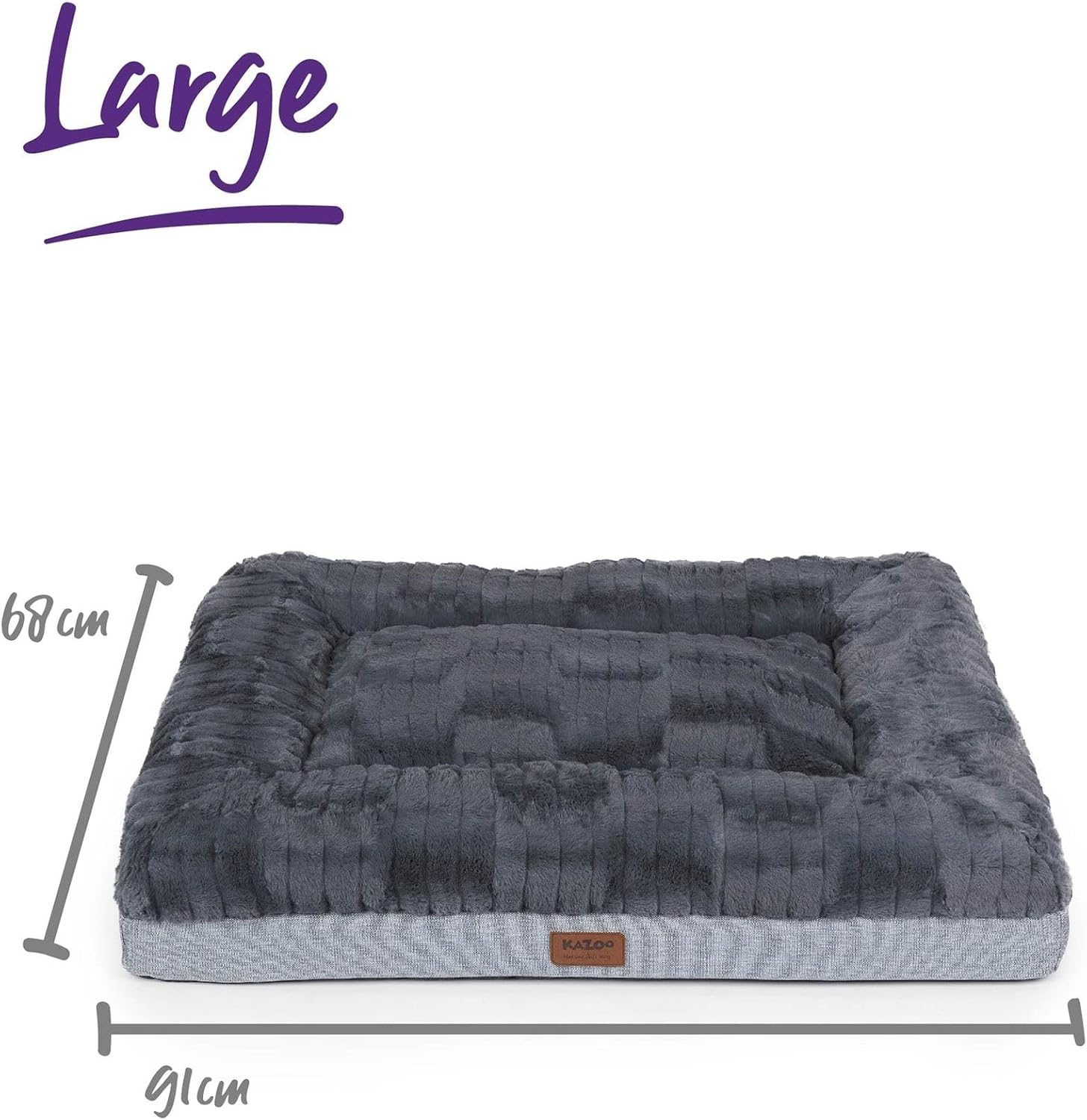 Kazoo Dark Cloud Comfort Dog Bed, Grey/Black, Large