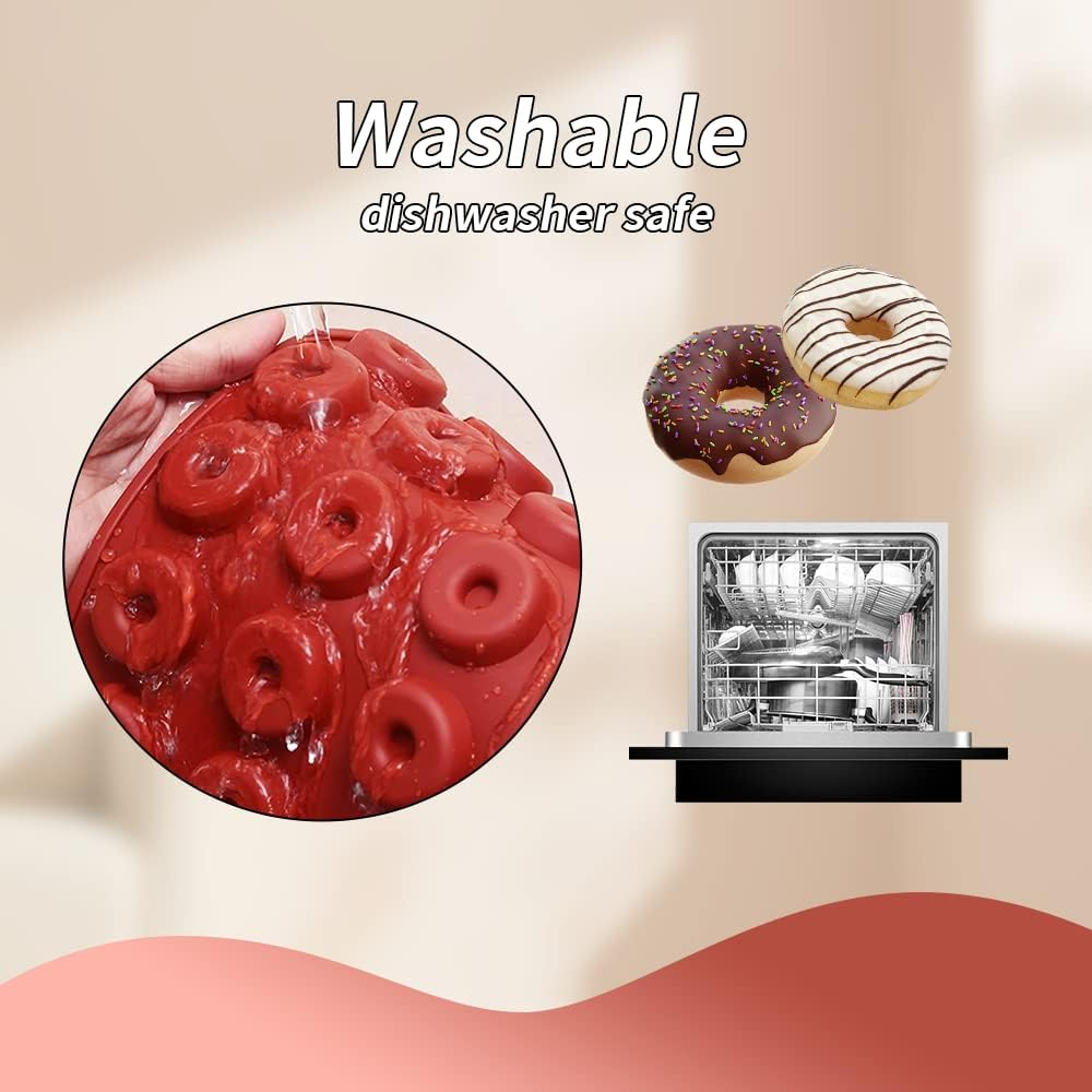 YMPEKA Donut Mold Silicone for Baking Mini Donut Pan 18 Cavity Doughnut Baking Mold Tray BPA Free and Dishwasher Safe, Non-Stick Silicone Baking Pan for Making Muffin Cakes, Tart, Bread image number 5