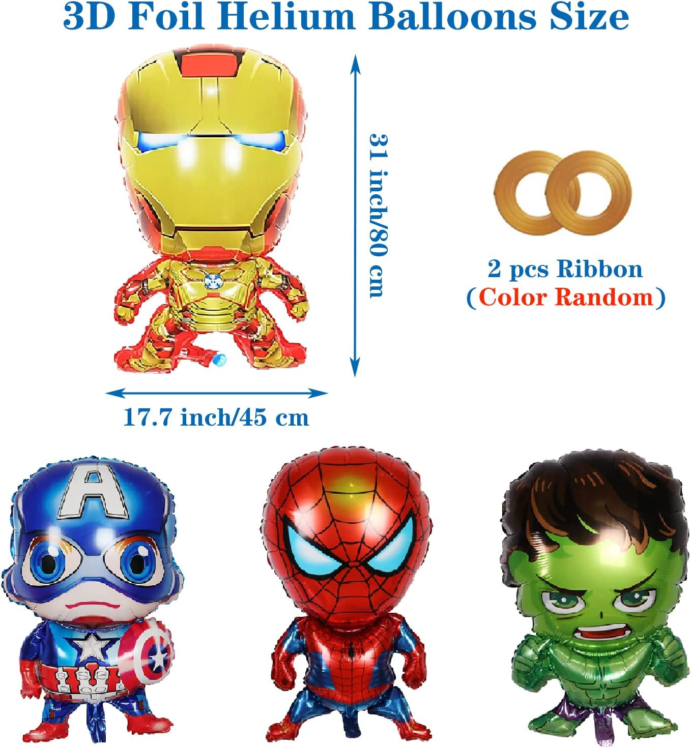 Superhero Birthday Party Decorations,3Th Birthday Party Supplies - Happy Birthday Banner Super Hero Large Foil Balloons for Kid'S Boys, Girls Superhero Themem Party Decor Supplies(3Rd) image number 3