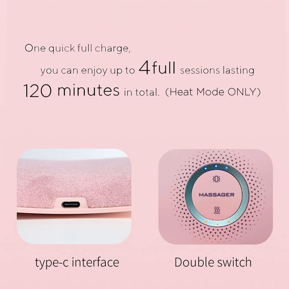 Caremax Rechargeable Electric Heating Pad Massager Waist Belly Wrap Belt Device for Period Cramps Period Pain Relief Back Pain with 3 Heat Levels & 3 Massage Modes for Women and Girl (Pink) image number 4