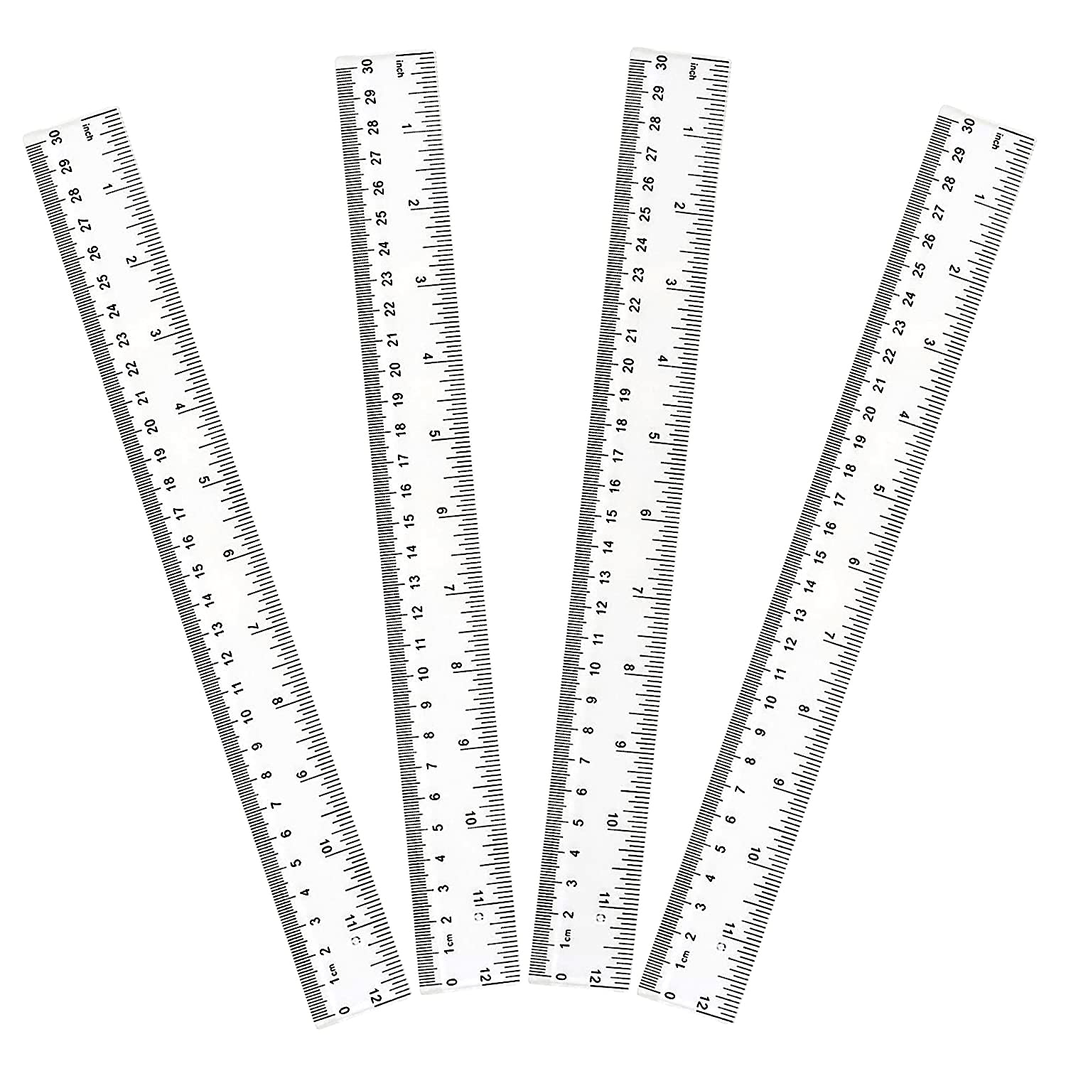 4 Pack 6+12 Inch Straight Rulers,Clear Plastic Ruler, Centimeter and Inch Ruler Suitable for Student School and Office Study Drawing Measuring Standard image number 4