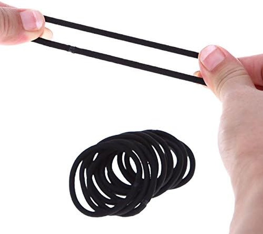 Coobbar 100Pcs Women Elastic Hair Ties Band Ropes Ring Ponytail Holder (Red) - Black,Dark Blue image number 5
