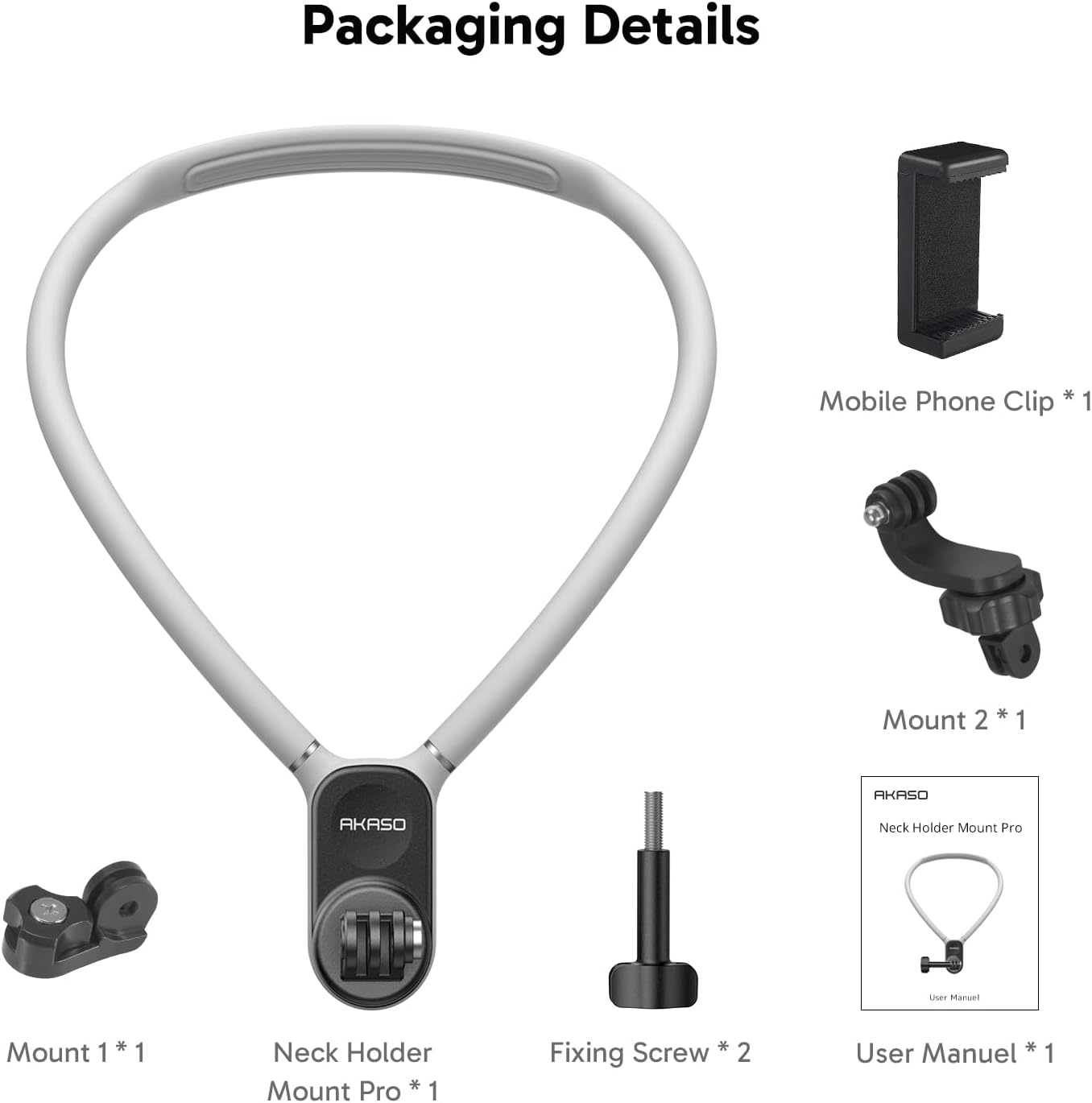 AKASO Magnetic Neck Mount Necklace Holder, Camera POV Mount Compatible with All AKASO Action Camera Models, Hero12/11/10/9/8/7/6/5/4/Max, Osmo Action and Most Action Cameras image number 4