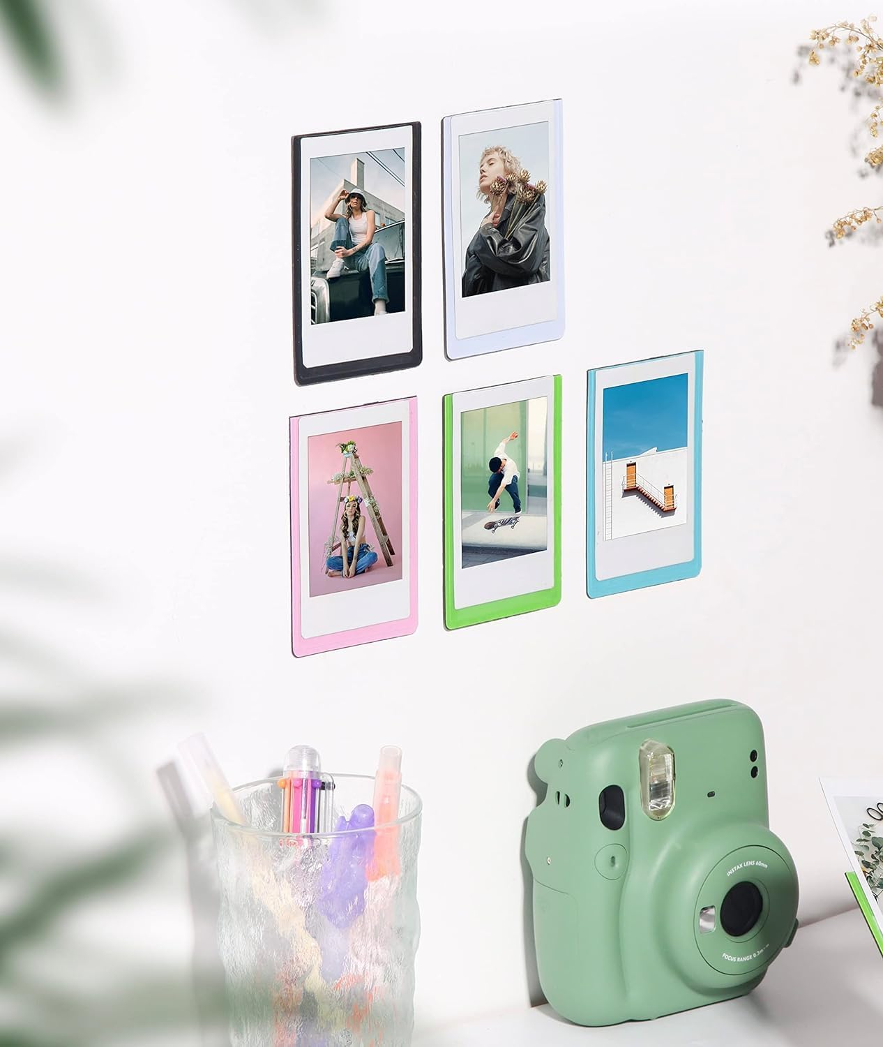 2X3 "Magnetic Picture Frame Refrigerator for Polaroid Fujifilm Instax Mini Instant Film with Clear Protective Pocket Magnet Picture Frame Refrigerator Locker Small Photo Holder Picture -5 Packs image number 2
