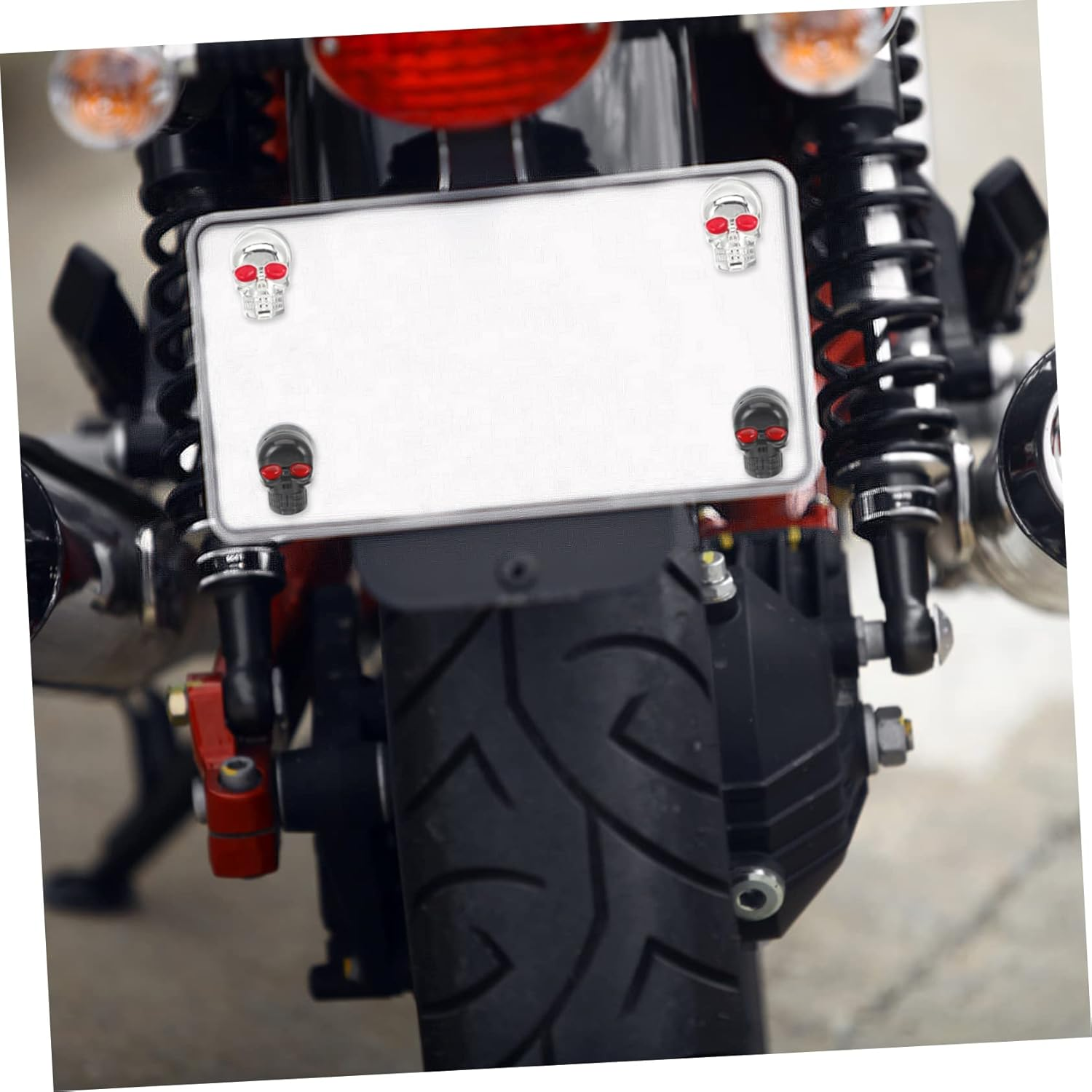 GRIRIW 6Pcs Skull Motorbike License Plate Screws Motorcycle Modification Fasteners Easy Install Nuts Washers Plated Finish for Motorbike Truck image number 3