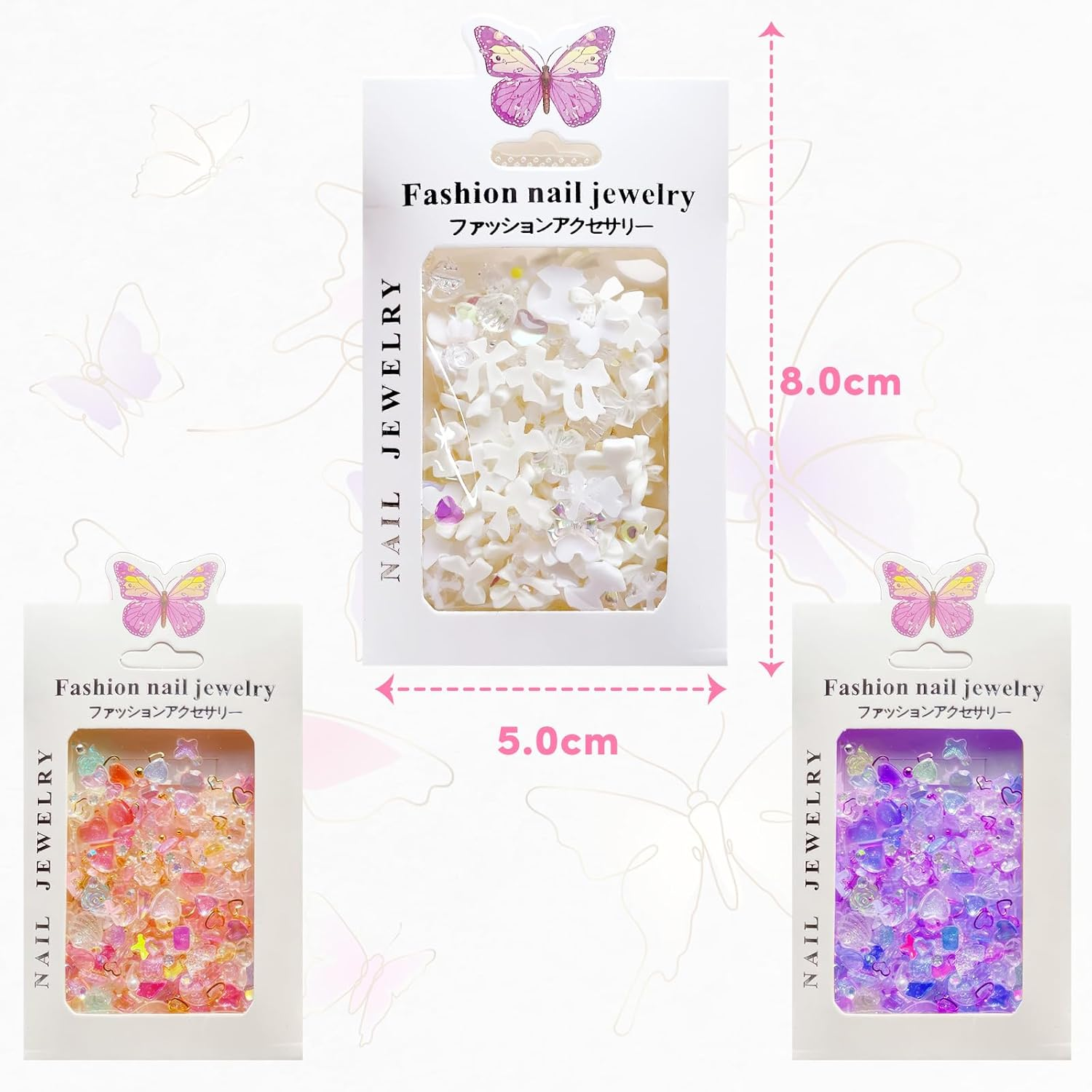 RTRTGS 150 Pieces Nail Art Decoration Nail Art Charms 3D Nail Art Decoration Set, 3D Heart Bear Butterfly Flower Rhinestones Valentine'S Day for Nails DIY Mobile Phone Case Decoration