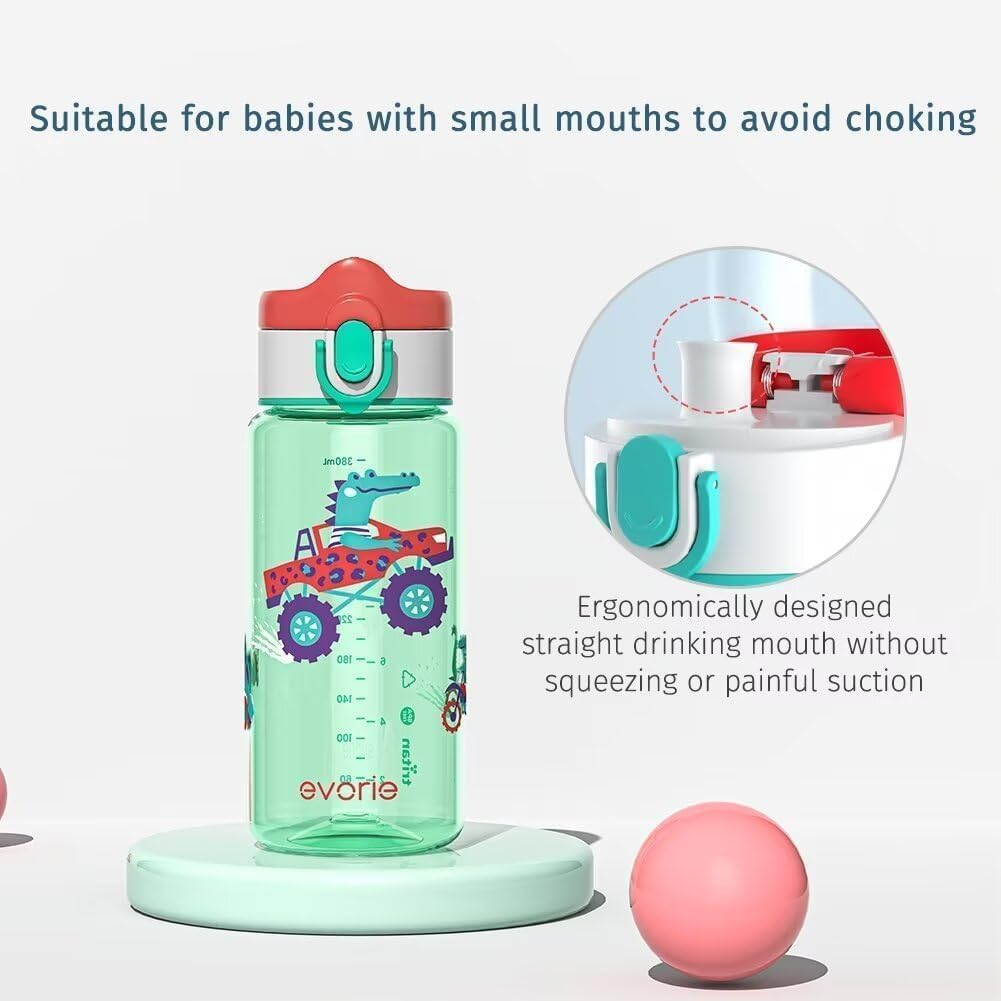 Evorie Kids Water Bottle for School, No Straw 13Oz BPA Free Tritan Bottle, Leak Proof with Flip Top Lightweight for Outdoor (Blue) - Red Rabit image number 2