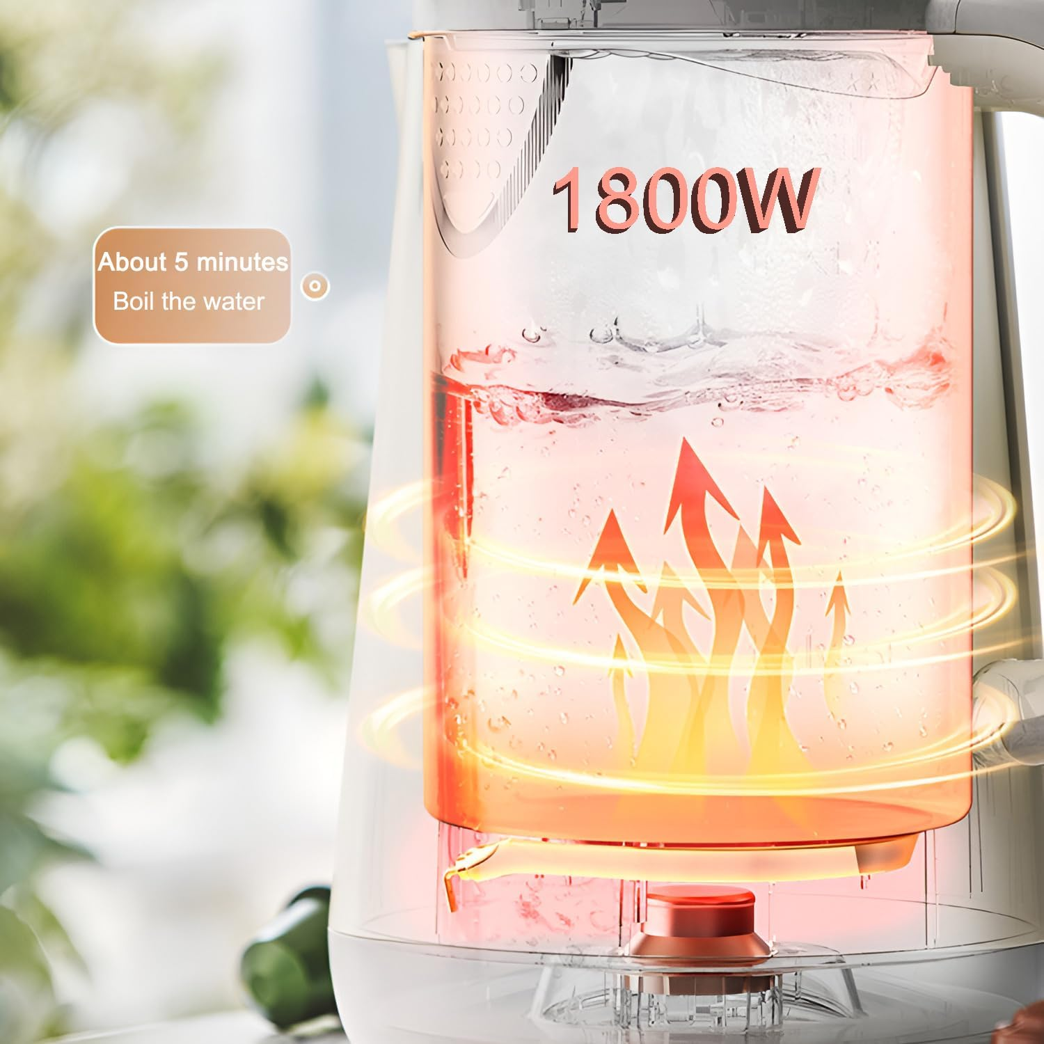 Electric Tea Kettle, BPA Free, 1.7 Liter/ 1800W Hot Water Boiler Heater Pot, Temperature Control, Keep Warmer, Automatic Shut Off, Boil Dry Protection(Au PLUG) image number 1