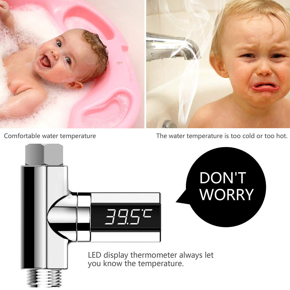 Water Temperature Meter Display Shower Home Water Flow Temperature Silver First Generation image number 4