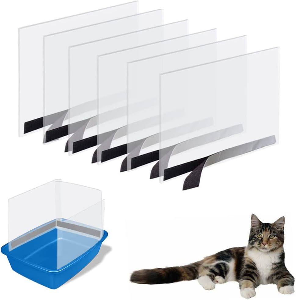 Oncpcare 6 Pack Cat Litter Box Pee Shields, High Side Open Top Kitty Litter Pan Shield - Keep Litter in the Pan, (Litter Box Not Included) image number 2