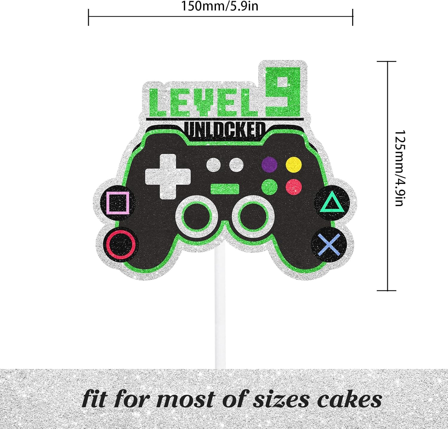 Game Controller Cake Topper Video Game Theme Level up 9 Happy Birthday Unlocked Decoration, Boys and Girls Birthday Party, Game Night, or Anniversary Party Decoration, Birthday Gift for Kids.Liangss - 11Th image number 2