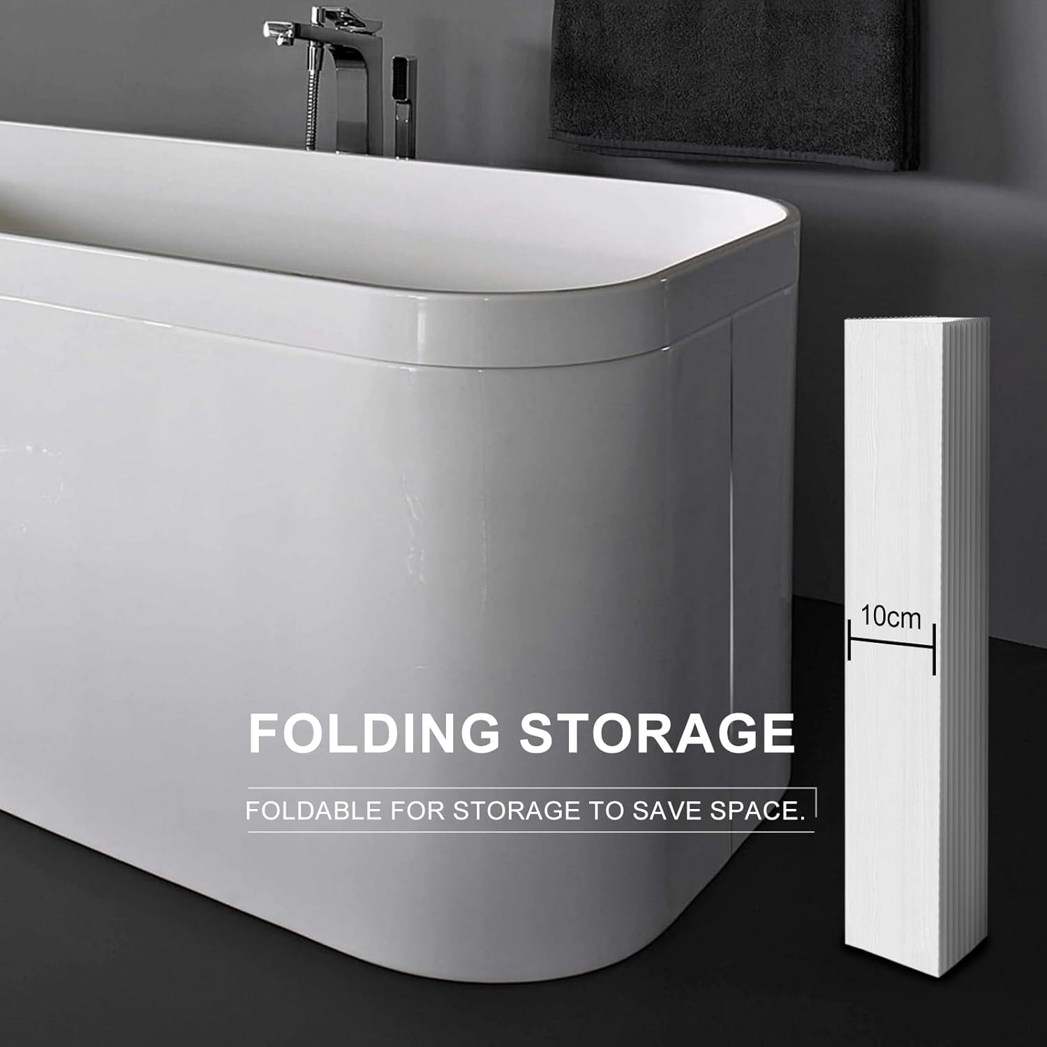 Orifesio Bathtub Cover, 170 X 75 Cm Foldable PVC Bath Board, Dustproof Insulation for Home, Bathroom, SPA, White image number 1