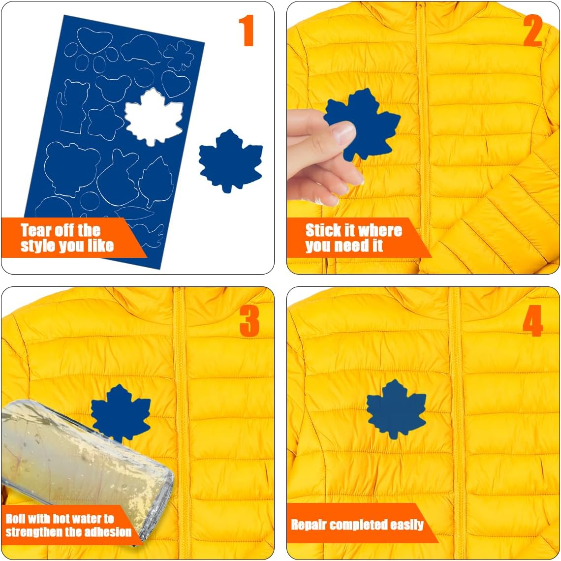 NILLOS Self Adhesive Nylon Patches, 10 PCS Waterproof Fabric Repair Patches for Puffer Jackets, Coats, Tents, Sleeping Bags (9.64 * 5.7 In) image number 2