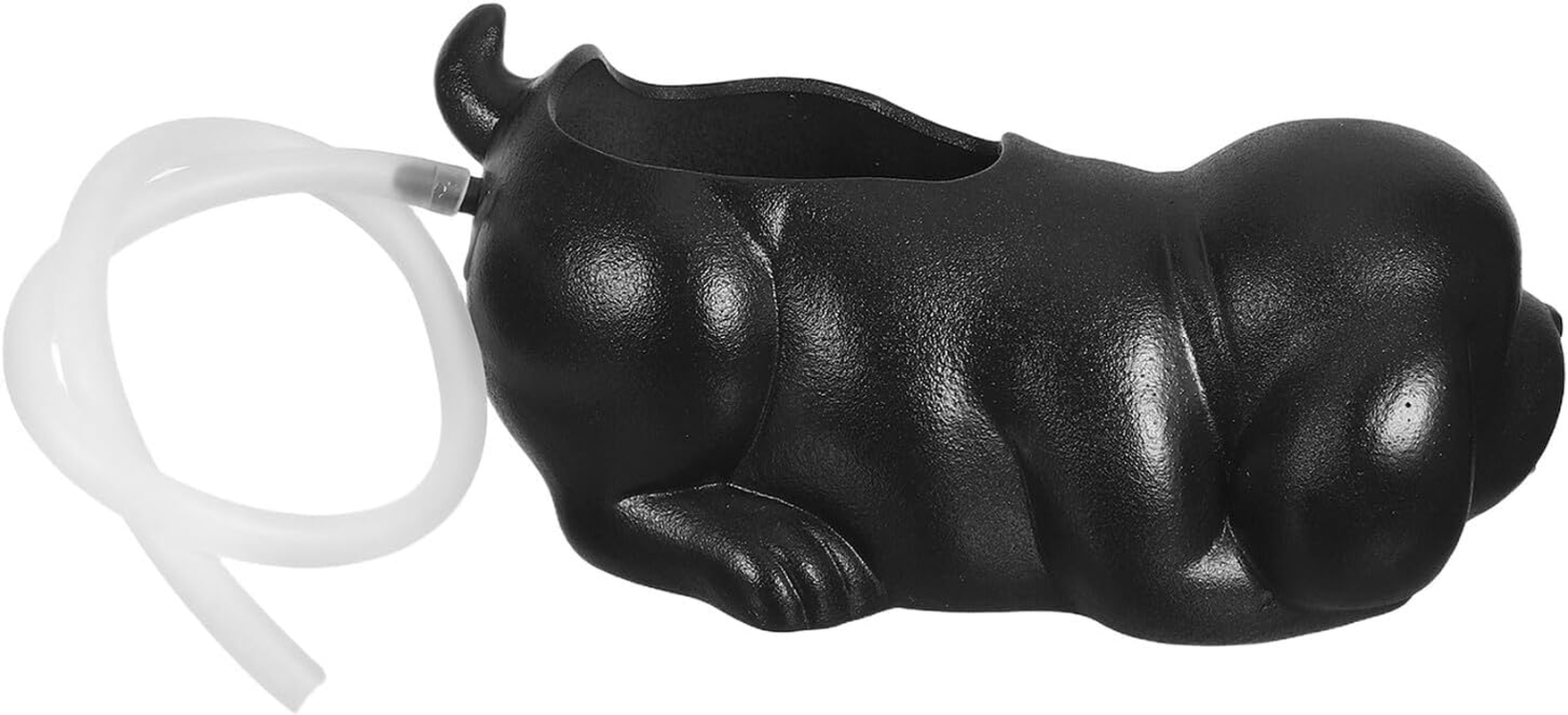 DECHOUS Ceramic Dog Fountain Spitter with Ecological Filtration Decorative Waterfall Jar for Fish Tank and Garden Interactive Puppy Statue Planter for Outdoor Water Features and Aquarium