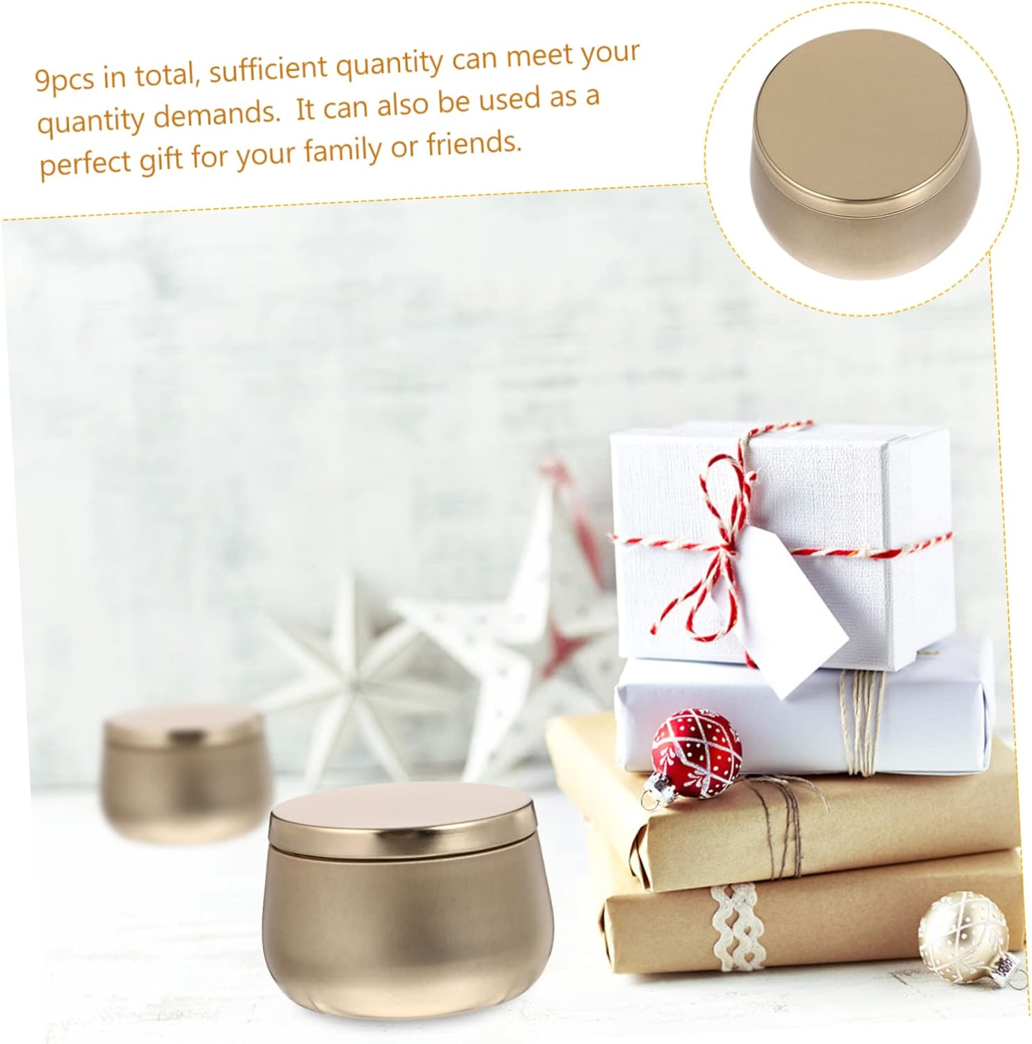 OKUMEYR 9Pcs Candy Tea Candle Jar round Storage Container Sealed Lid for Jars Sugar Tea Caddy and Craft Can Use for Home Kitchen and Jewelry Storage Box image number 2