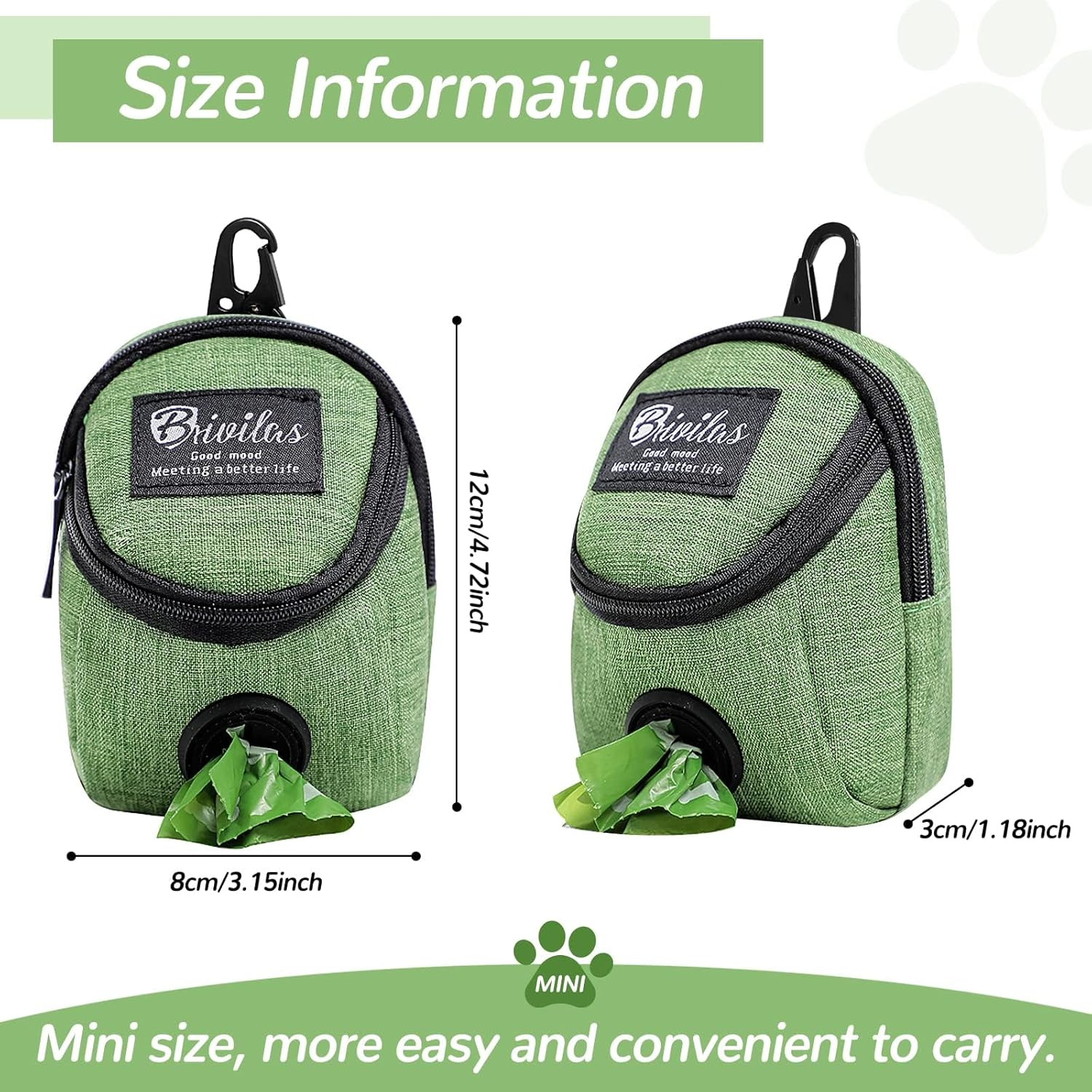 Dog Treat Pouch, Dispenser Pet Treat Waste Bags Pet Training Bag with Poop Bag Holder for Puppy and Dog Training Travel Walking Running Hiking and Outdoor Activities - Grey image number 3