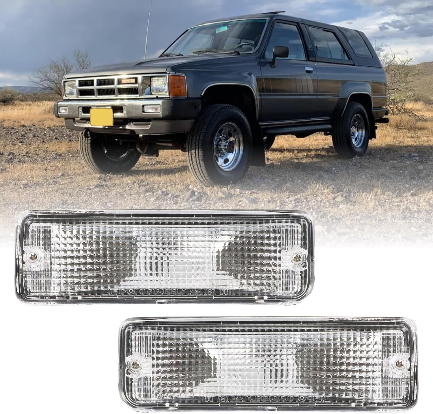 USR 84-88 4Runner Tail Lights - Rear Replacement Taillight Lamp Set (Left + Right) Compatible with 1984-1988 Toyota Pickup Truck 2WD/4WD & 84-89 4 Runner (Red/Clear Lens, 6 Bulbs, Wiring Included)