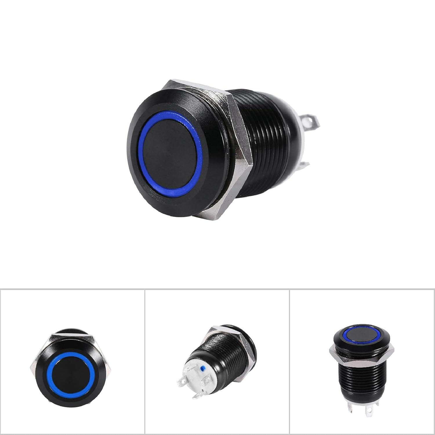 LED Push Button Switch, Momentary Type Car LED Momentary Switch for Outdoor Use for LED Push Button Switch (Blue)