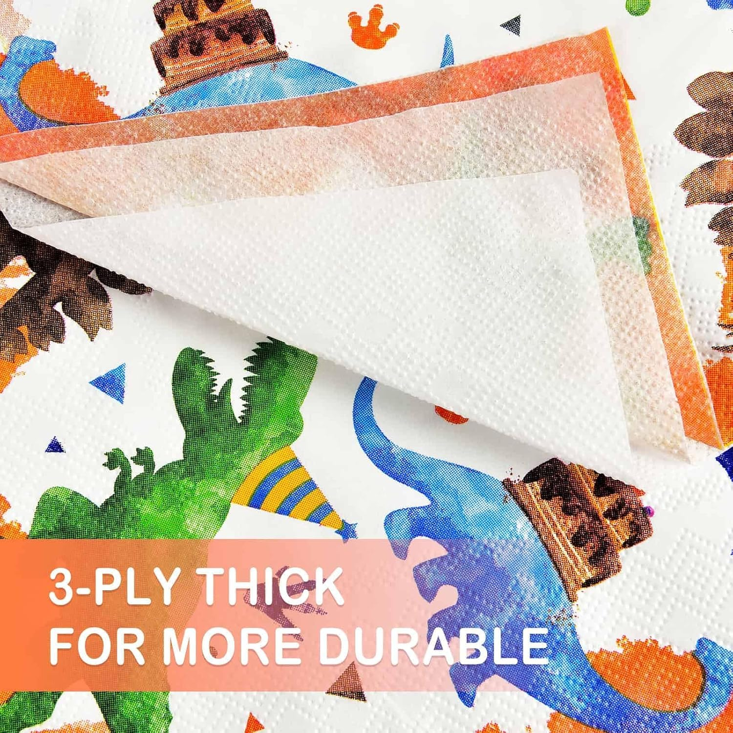 Watercolor Dinosaur Party Supplies - 50 PCS Dinosaur Birthday Party Decorations for Boys Kids Disposable Paper Napkins for Dino Themed Party Baby Shower Family Dinner Summer Party Favor image number 4
