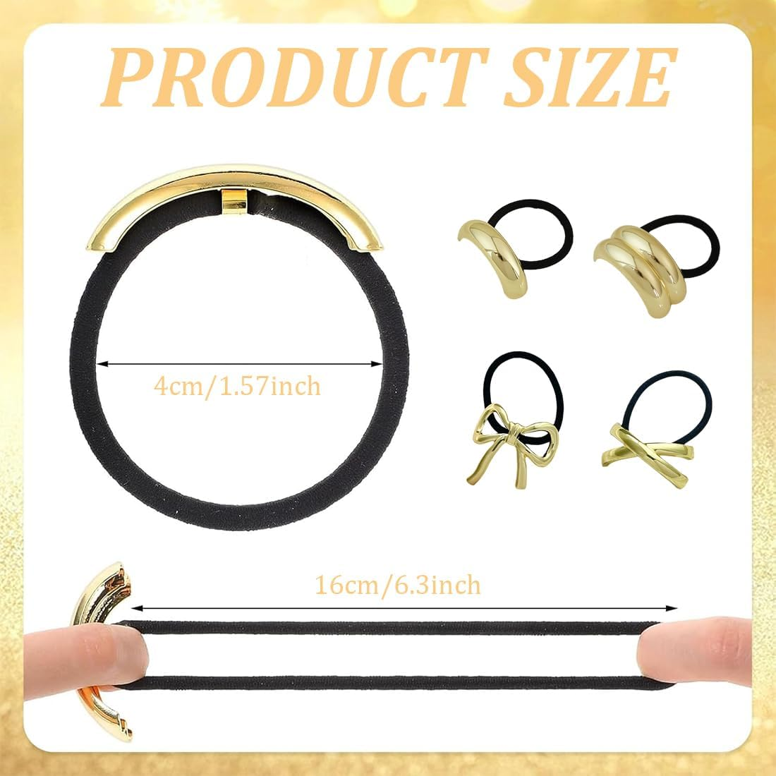 HQRKOTM Pack of 4 Hair Cuffs for Ponytail, Metal Hair Cuff, Hair Scrunchie, Gold for Women and Girls image number 2