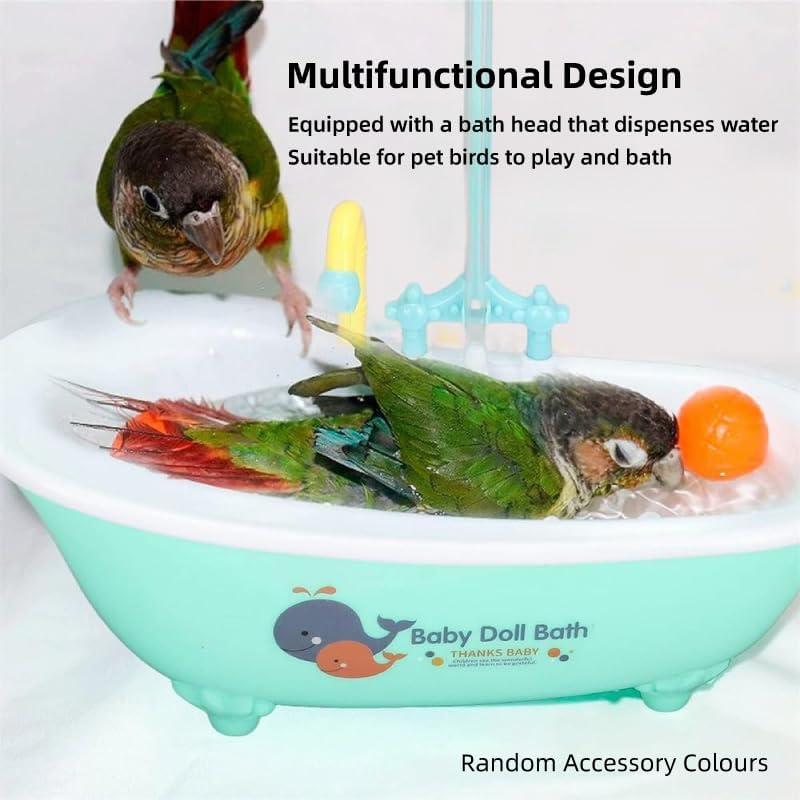 AIMALL Large Bird Bath Tub with Electric Circulating Water Shower, 10.4X4.9X12.4In Automatic Bathtub for Parrots Cockatiels Conures Budgies with 180&deg; Rotating Faucet image number 5