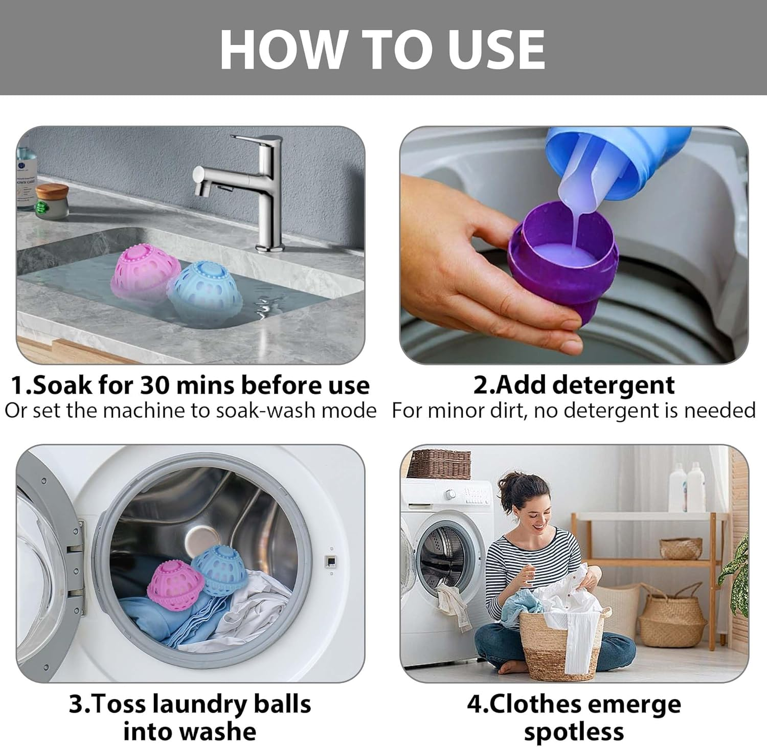 Reignsword 4 Pack Pet Hair Remover for Laundry, Anti-Entanglement Reusable Floating Dog Cat Fur Dryer Catcher Balls for Washing Machine, Lint Trap Cleaner & Pet Hair Lint Catcher for Clothes image number 4