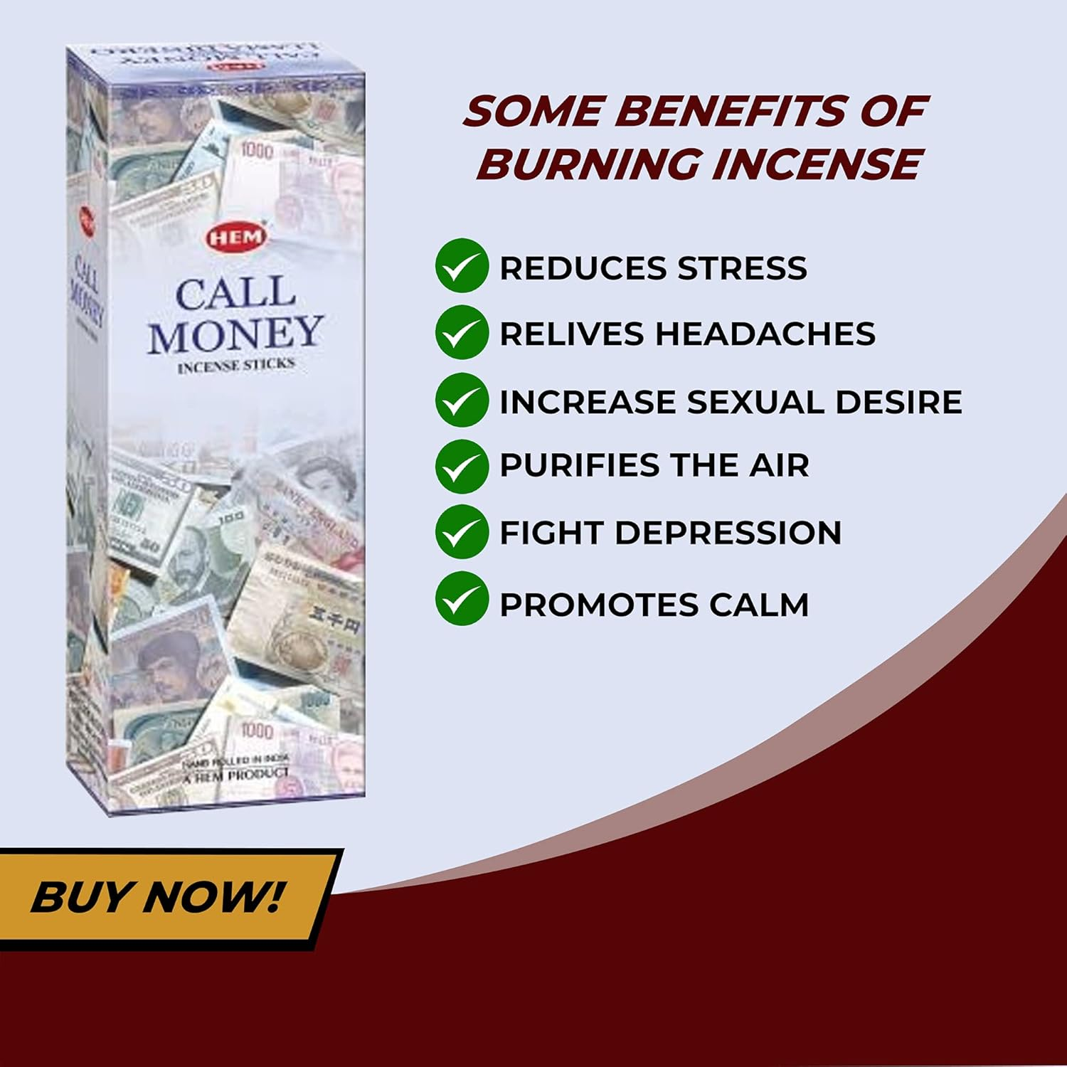 Call Money Hexa Incense Stick, 6Packs X 20 Sticks= 120 Sticks image number 6