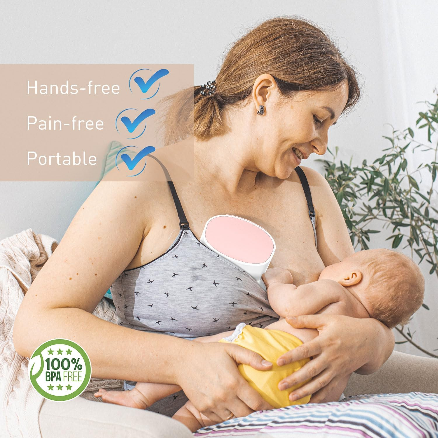 IKARE Wearable Breast Pump Hands Free, Pain Free Portable Electric Breastfeeding Pump with 3 Mode & 9 Levels, Rechargeable Milk Pump for Travel & Home, Super Quiet, 24Mm Flange image number 4
