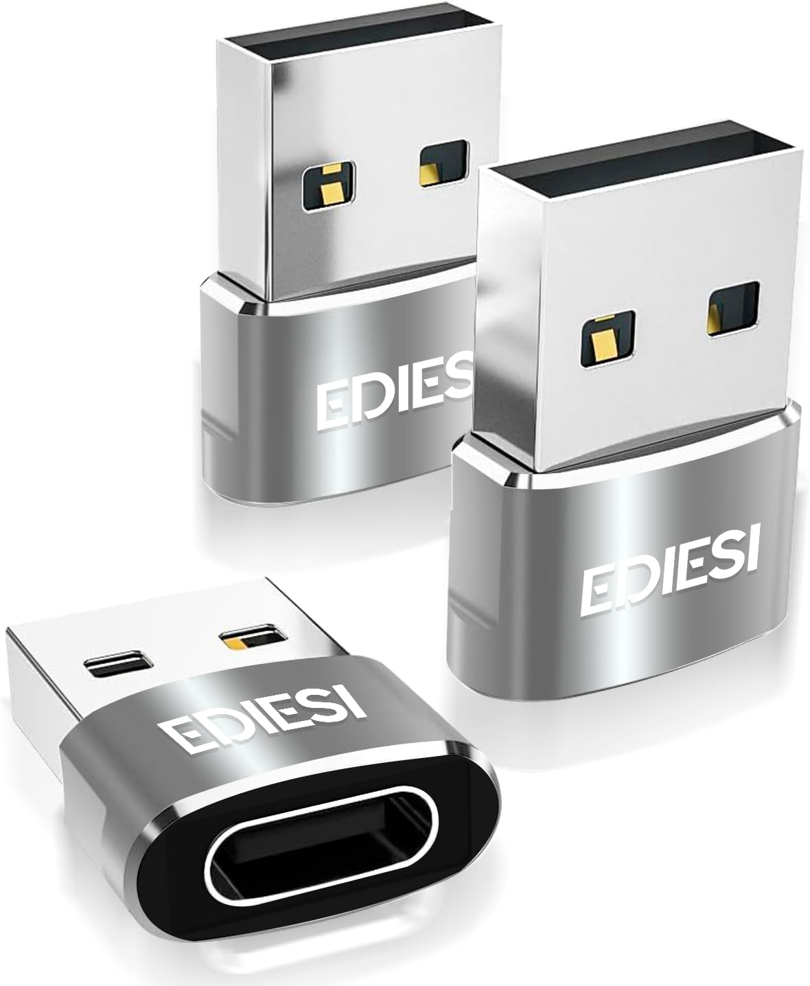 EDIESI, USB C Adapter Pack 3 Fast Charging and Data Sync Compatible with Iphone 15/14/13, Ipad, Galaxy, Carplay, Airpods (Black)