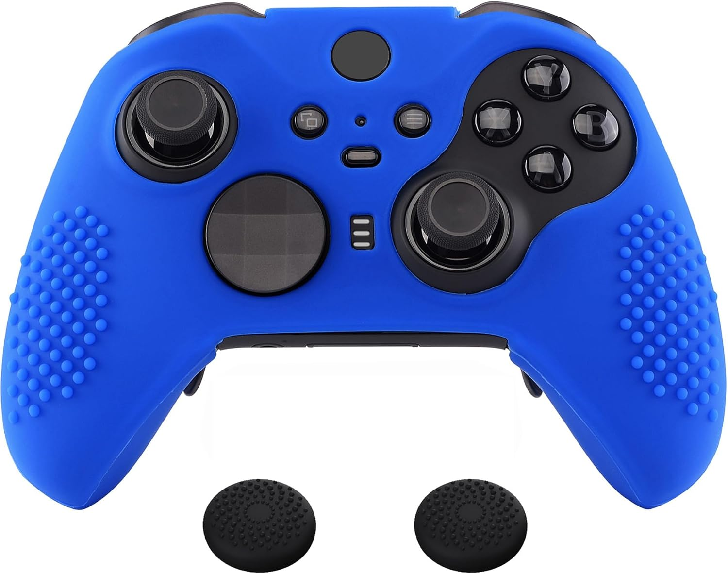 Extremerate Playvital Green & Black Soft Anti-Slip Silicone Cover Skins for Xbox One Elite Controller Series 2, Custom Protective Case for Xbox Elite Series 2 Core Controller with Thumb Grips