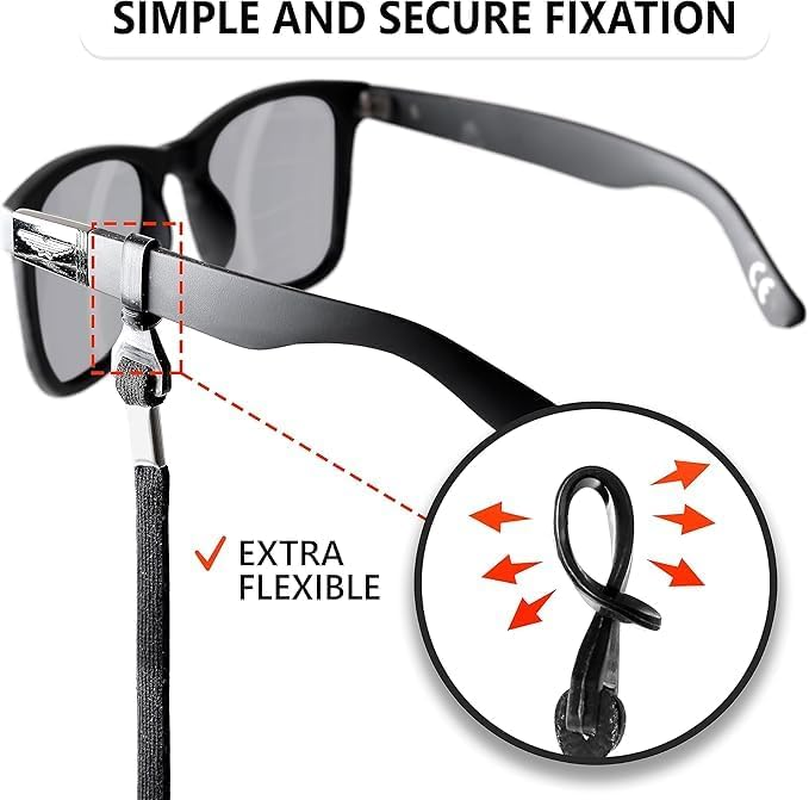 4 PCS Glasses Strap Eyewear Retainer Strap Anti-Slip Elastic Sports Sunglasses Eyeglasses Holder Straps Black Glasses Neck Lanyard Cord. Adjustable Eyeglasses Retainer for Adults Men - Multicolor image number 4