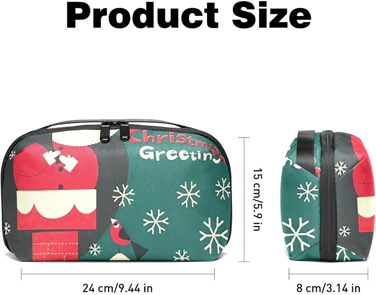 Electronic Organizer Travel Cable Organizer Electronics Accessories Cases for Cable, Charger, USB, SD Card, Christmas Cartoon Santa Snowflake image number 3