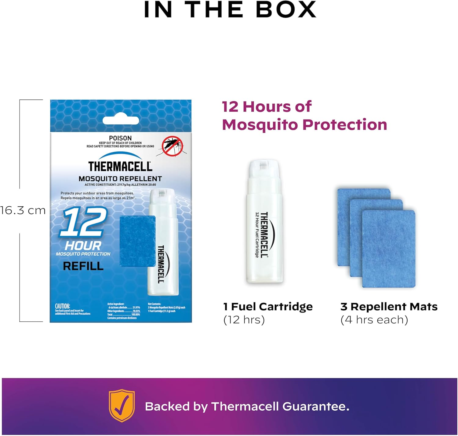 Thermacell Mosquito Repeller Refill Pack, 12-Hour Protection, 21M&sup2; Area of Coverage, Scent-Free, Compatible with All Devices, Pack of 3 Mats + 1 Fuel Cartridge image number 2