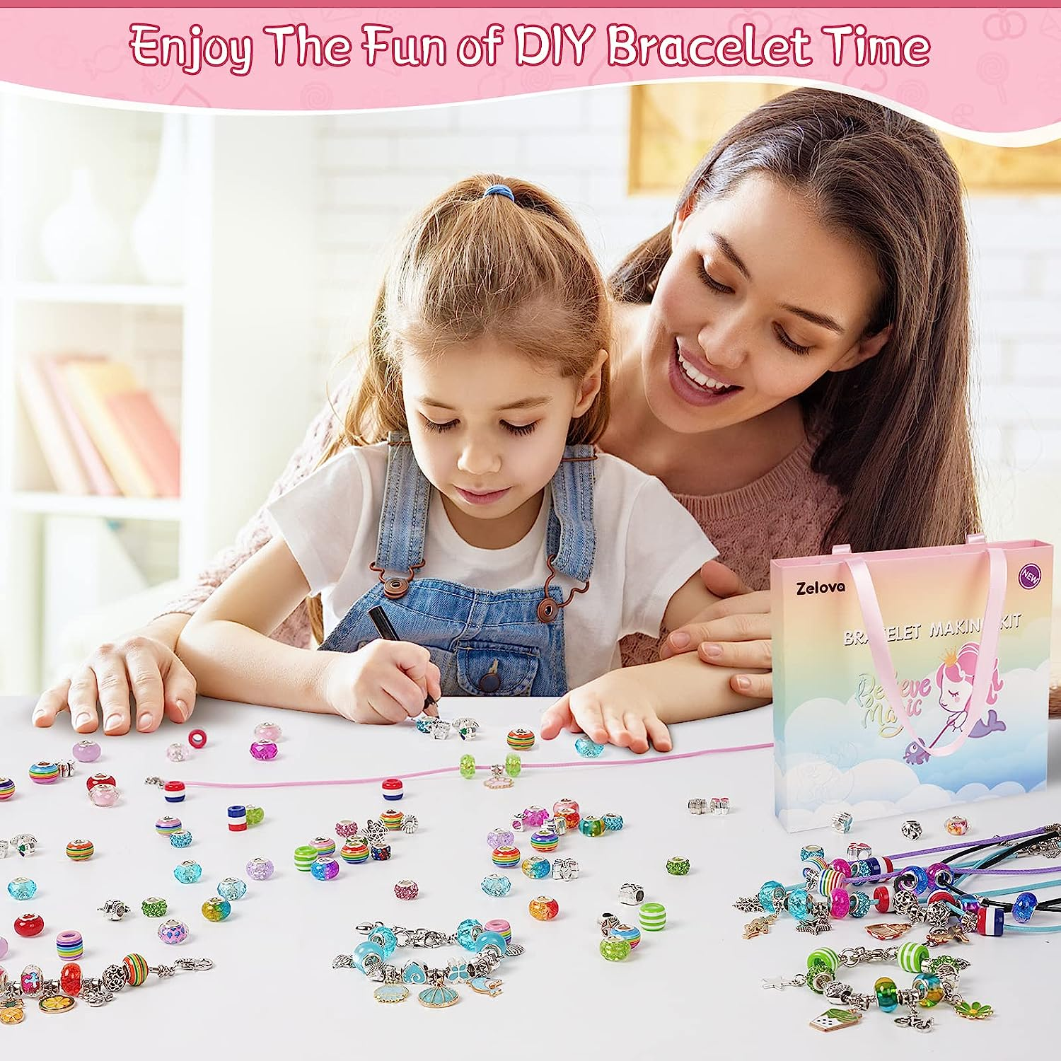 Bracelet Making Kit for Girls Gifts 6 Years Old, 150 Pieces Kid Jewelry Making Kits Ages 6-8, Birthday Gift Ideal Crafts for Girls Ages 8-12 image number 6