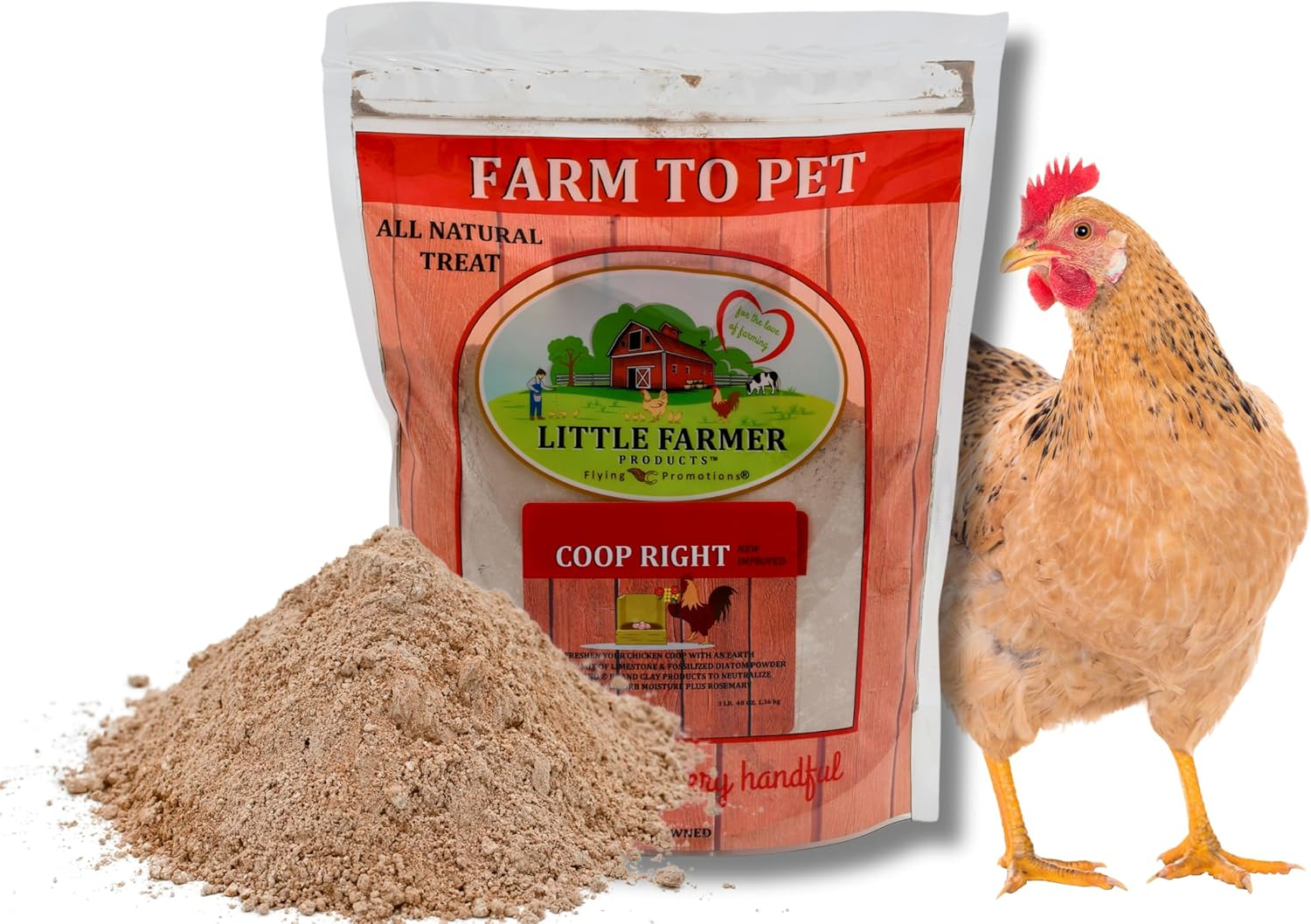 Coop-Right Chicken Coop Natural Poultry Dust Bath Nest Freshener Odor Eliminator | Redmond Clay, Diatomaceous Earth, Rosemary | 3 Lb image number 1
