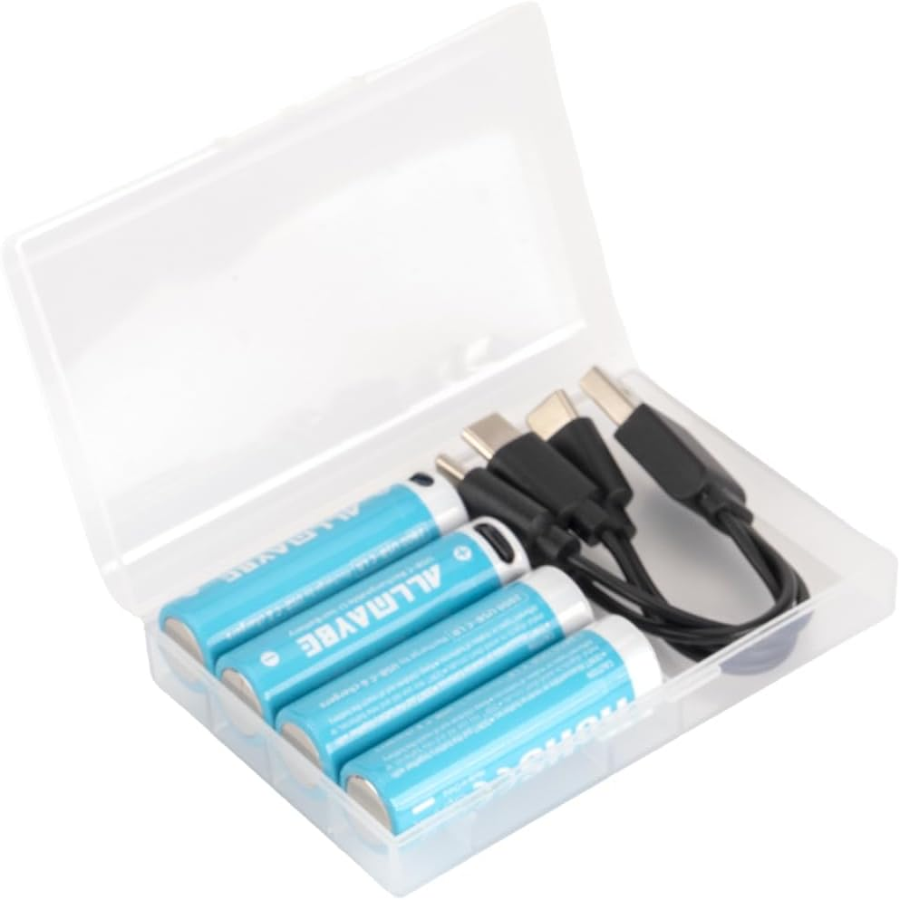 4-Pack Rechargeable 1.5V Lithium AA 2800Mah Batteries,Over 1200 Cycles,4-In-1 USB-A to USB-C Charging Cable image number 2
