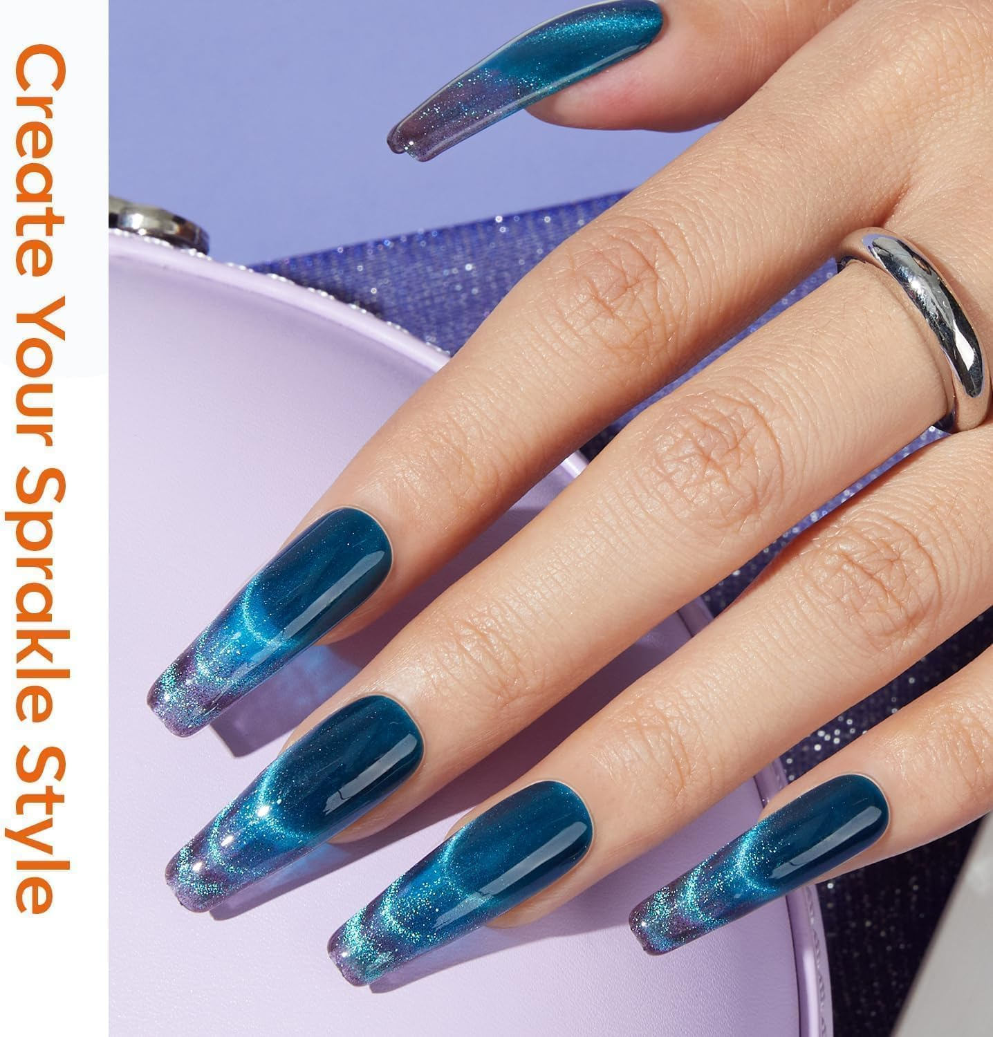 Modelones Cat Eye Magnetic for Nails,15Pcs Cat Eye Gel Nail Polish Magnet Tools Powerful Set Wand Magnet Nail Polish Square round Magnet Stick Diverse Glassy Cateye Effect image number 1