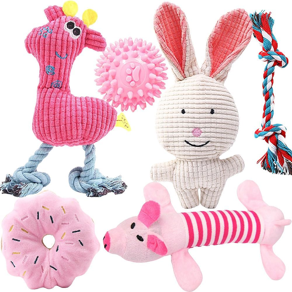 6Pcs Dog Toys for Small Dogs, Puppy Teething Toys from 8 Weeks, Puppy Chew Toys, Plush Dog Toys Set for Small Medium Dogs
