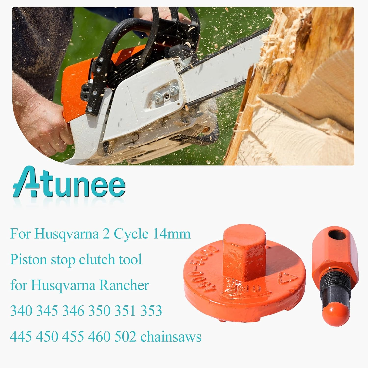 Atunee Piston Stop Clutch Flywheel Disassembly Tool with Chainsaw Scrench for Husqvarna Rancher 340 345 346 350 351 353 445 450 455 460 Chainsaw Replace 502541601 502 54 16-03