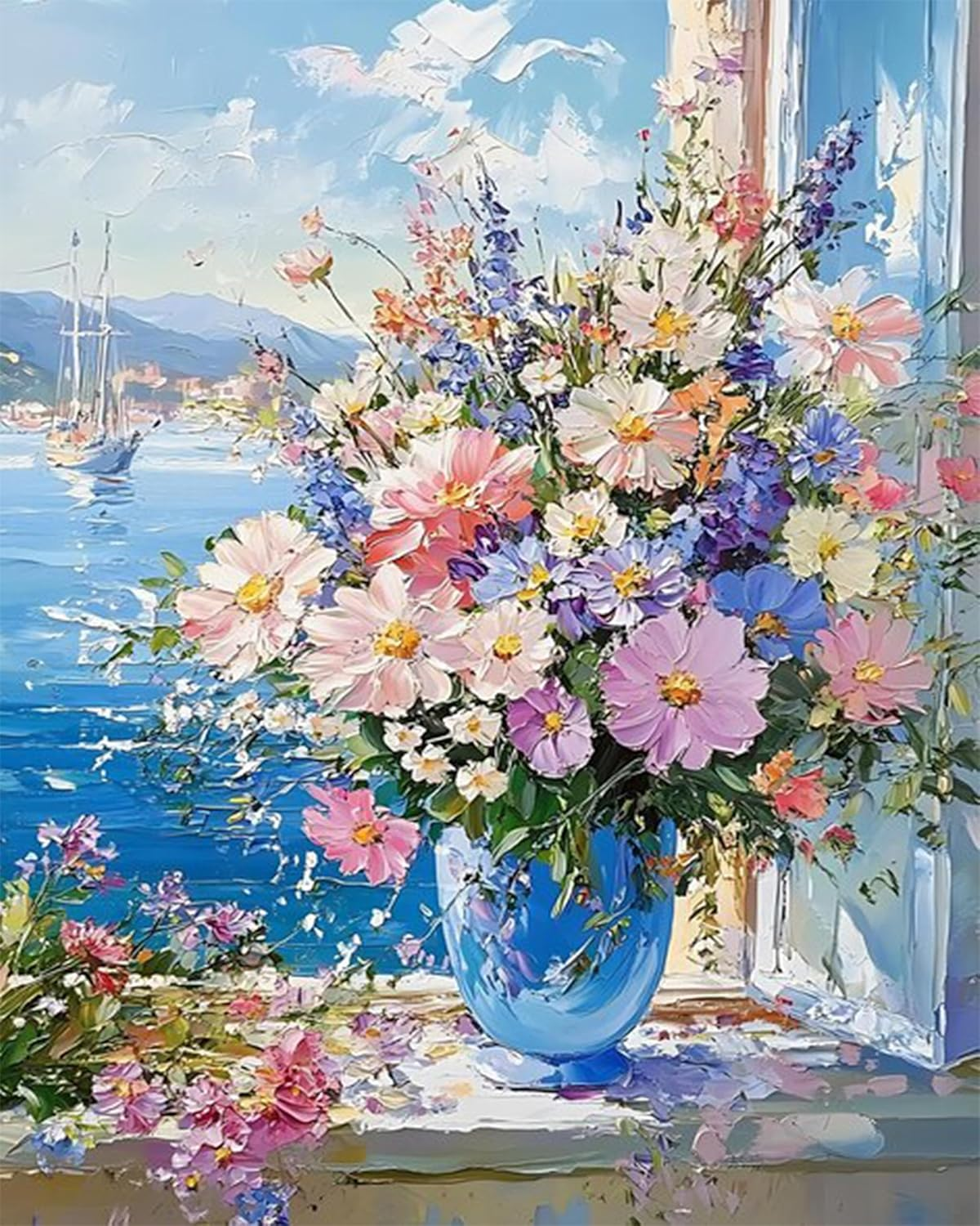 BXXRBX Beach Paint by Numbers Kit for Adults- Adult Paint by Number Kits Landscape, DIY Acrylic Painting by Numbers Scenery for Home Wall Decor(16X20In)