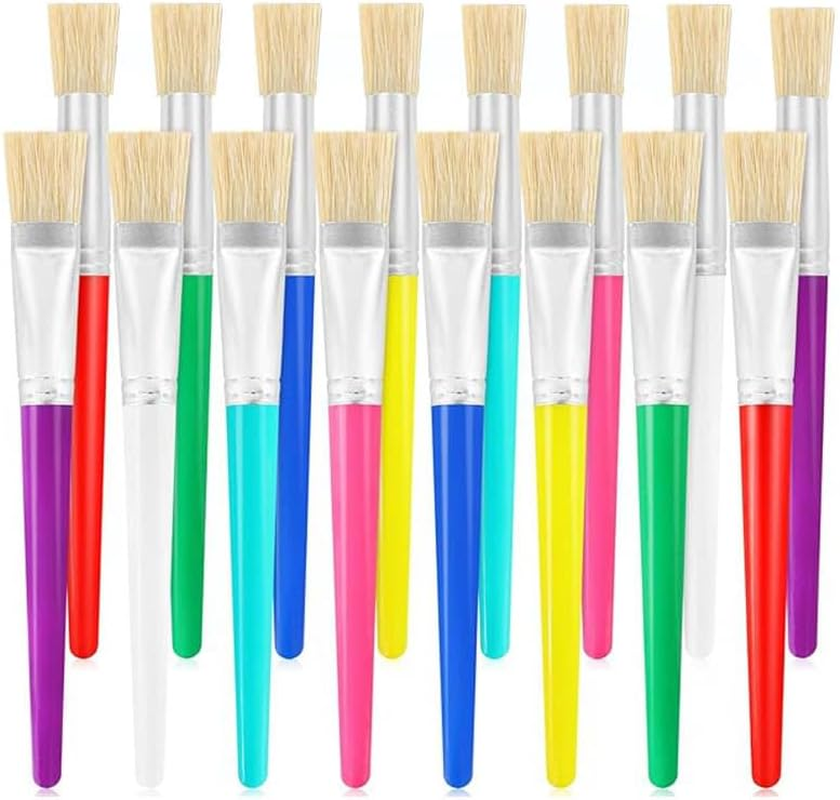 16 Pcs Paint Brushes for Kids,Paint Brushes Toddler Large Chubby,Assorted Colored Set,Preschool for Washable Acrylic Paint (Flat) image number 6