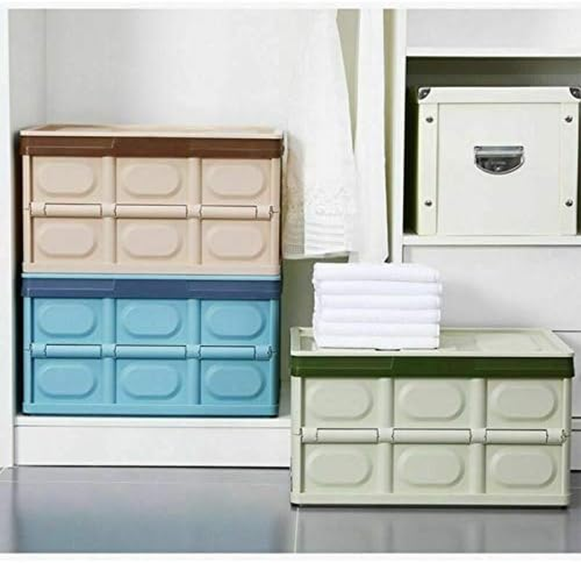 Clever Durable Collapsible Folding Stackable Plastic Crates Storage Container Basket Bins Box with Lids for Outdoor Picnic Camping Cooking Grocery Shopping (Small, Green) image number 4