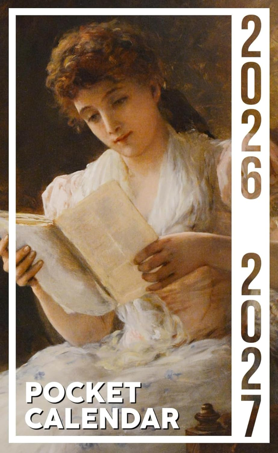 Pocket Calendar 2026-2027: 24-Month Purse Size Planner Featuring Motivational Quotes for Reflection with Vintage Reading Women Design, Perfect Gift for Friends or Family