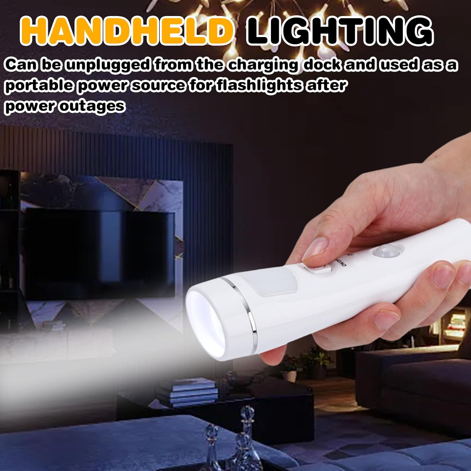 Night Light Torch: LED Plug Induction Torch, Rechargeable Wall-Mounted Sensor Light Torch, Emergency Torch for Power Outages, Emergencies, Indoor and Outdoor Use (White) image number 2