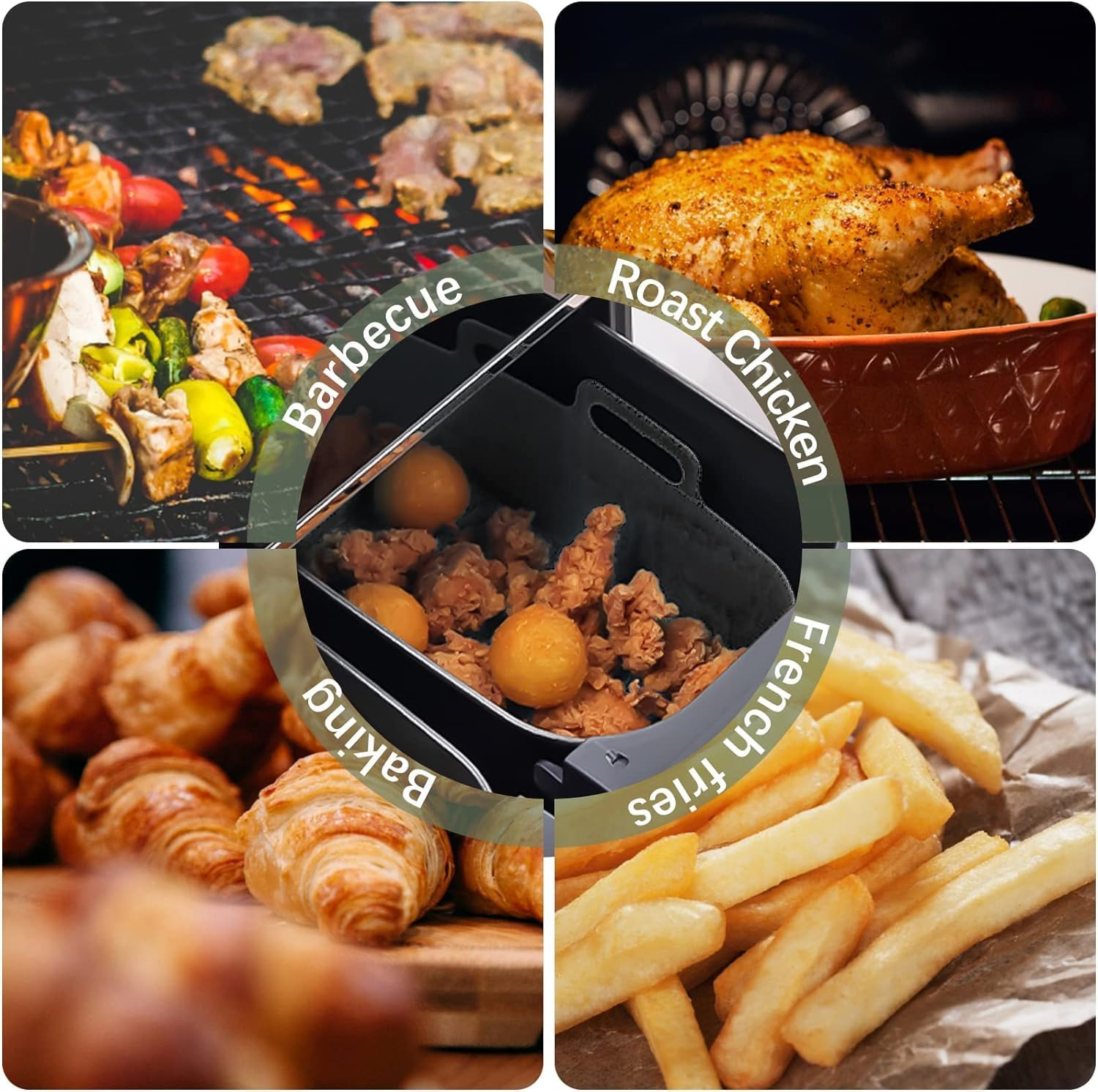 Silicone Air Fryer Liners for Ninja Dual Air Fryer, 2 Pack Air Fryer Silicone Liner for Ninja Air Fryer Accessories, Airfryer Accessories Airfryer Liners for Ninja Dual image number 2