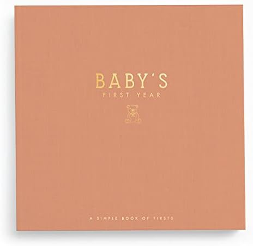 Lucy Darling Linen Covered Luxury Baby Memory Book - First Year Journal Album Photo Book to Capture Precious Memories - Keepsake Pregnancy Baby Record Book for Girl (Teddy Bears' Picnic)