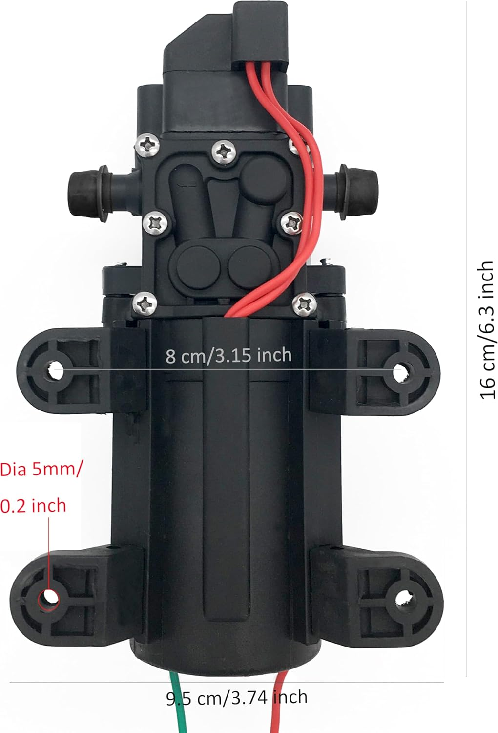12V Diaphragm Water Pump &ndash; 1.2 GPM 80 PSI Self Priming Sprayer Pump with Pressure Switch, Hose Clamps &ndash; for RV, Camper, Marine, Boat, Garden, Car Wash Set of 2 image number 1
