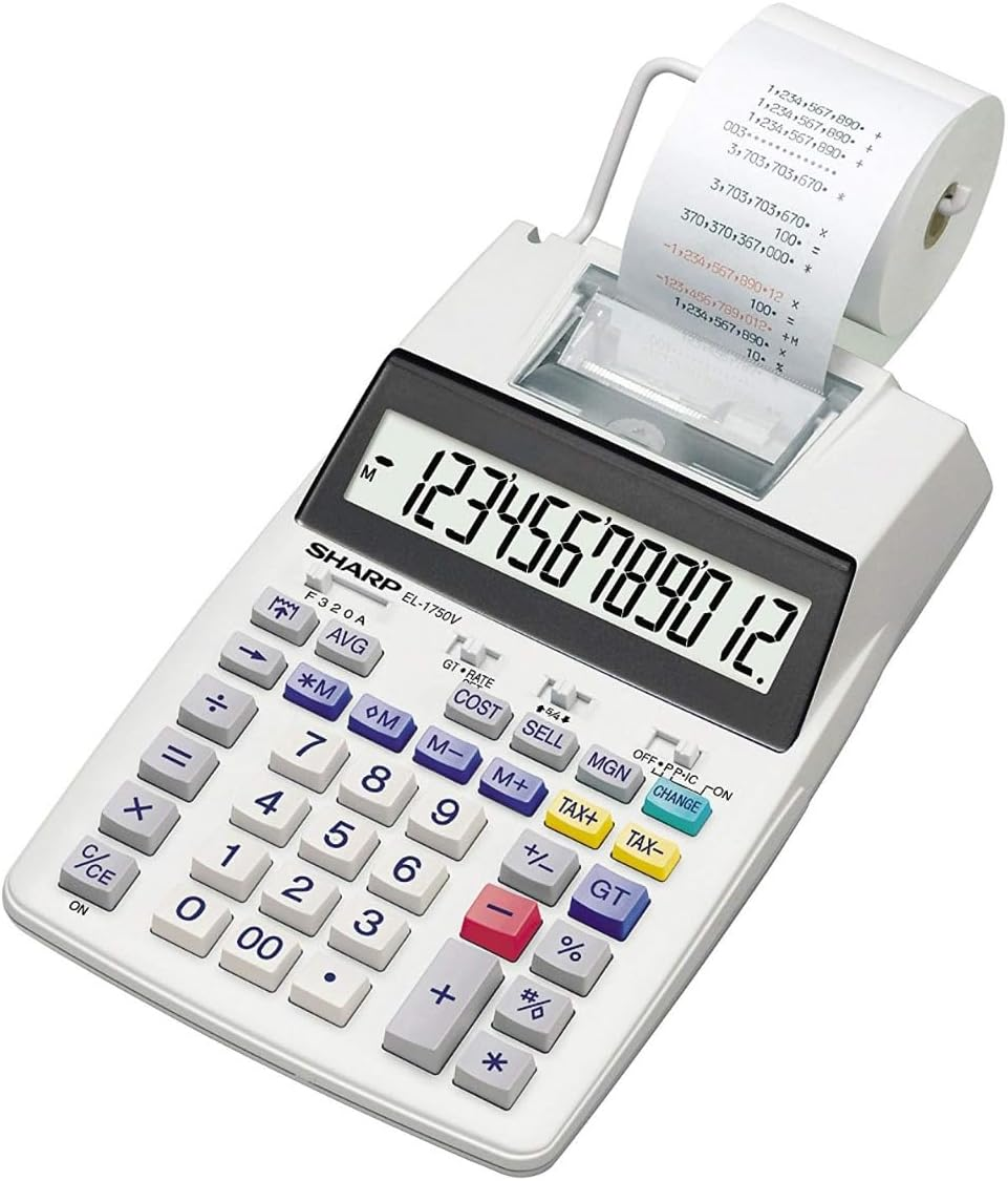 Sharp 12 Digit Printing Calculator, White image number 1