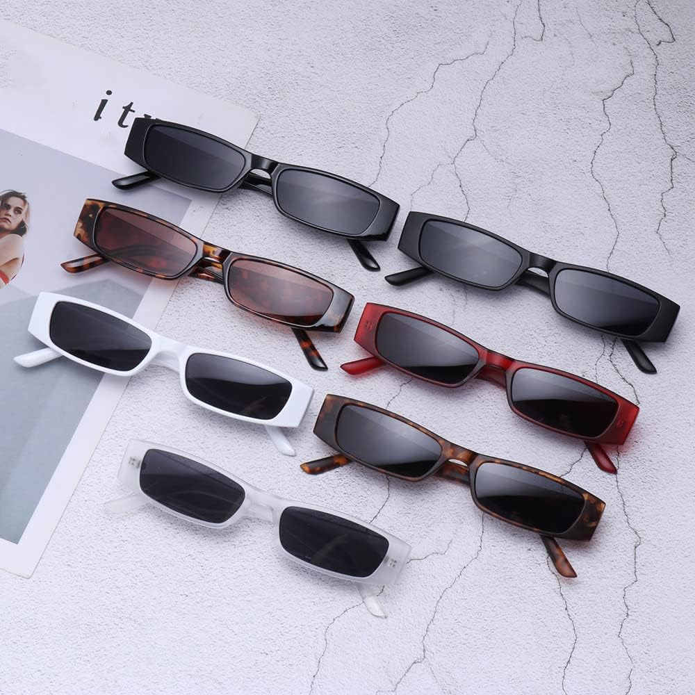 1PC Small Rectangle Sunglasses Unisex Retro Square Narrow Frame Sun Glasses Eyewear Shades UV400 image number 4