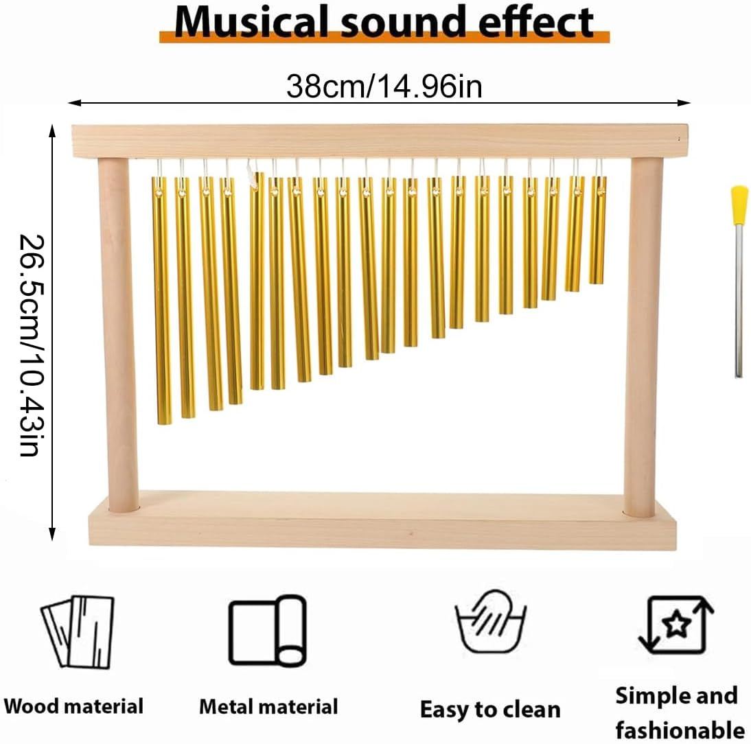AIMALL 20-Tone Wind Chimes for Orff Musical Instruments &ndash; Beech Wood Base with Solid Aluminium Bars Percussion Sound Tool for Music Class Performance and Sound Therapy image number 2